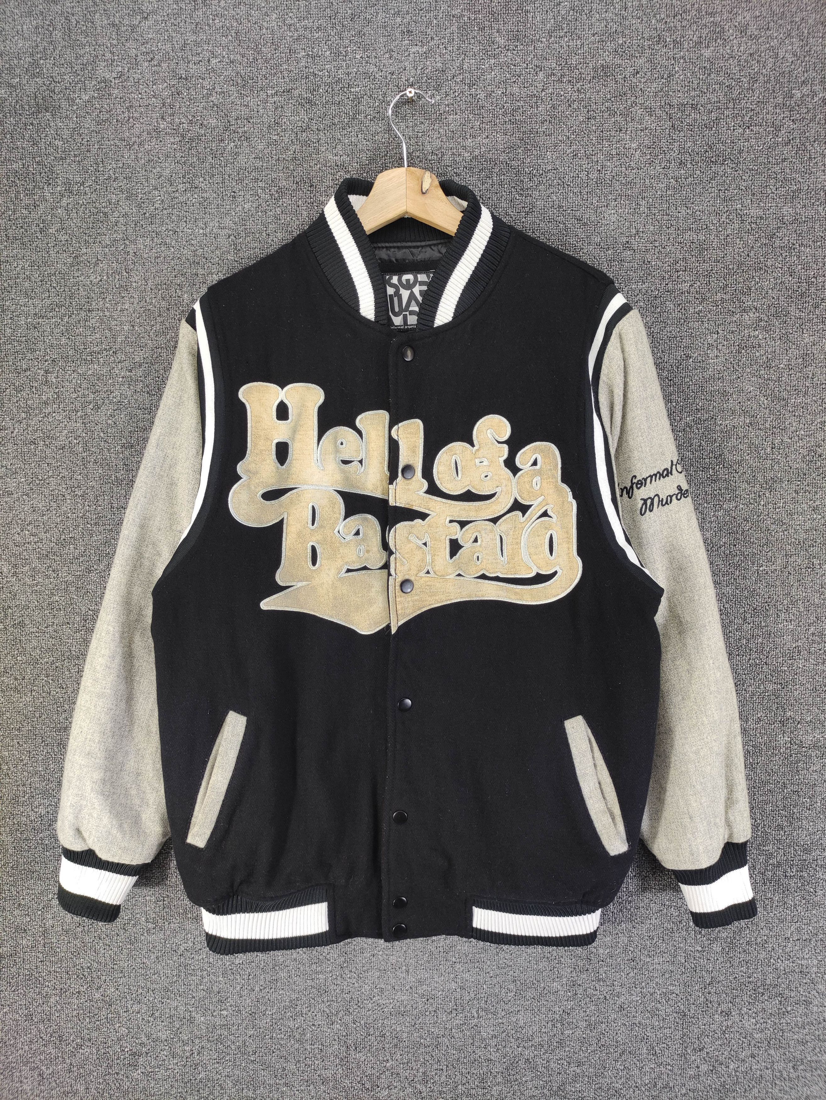 Vintage Square Varsity Wool Jacket Big Logo Snap Button