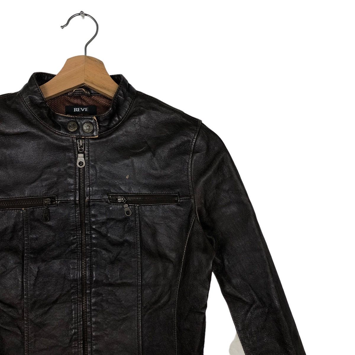 Japanese Brand 🔥90’s Vintage Cropped Biker Leather Jacket Reve Japan Made Size M / US 6-8 / IT 42-44 - 4 Thumbnail