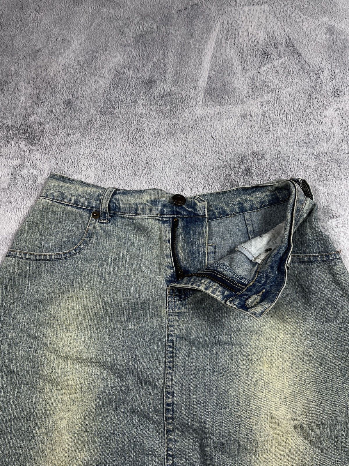 Vintage Vintage 90s Faded denim flared mini skirt streetwear 00s Size 25" / US 0 / IT 36 - 12 Thumbnail