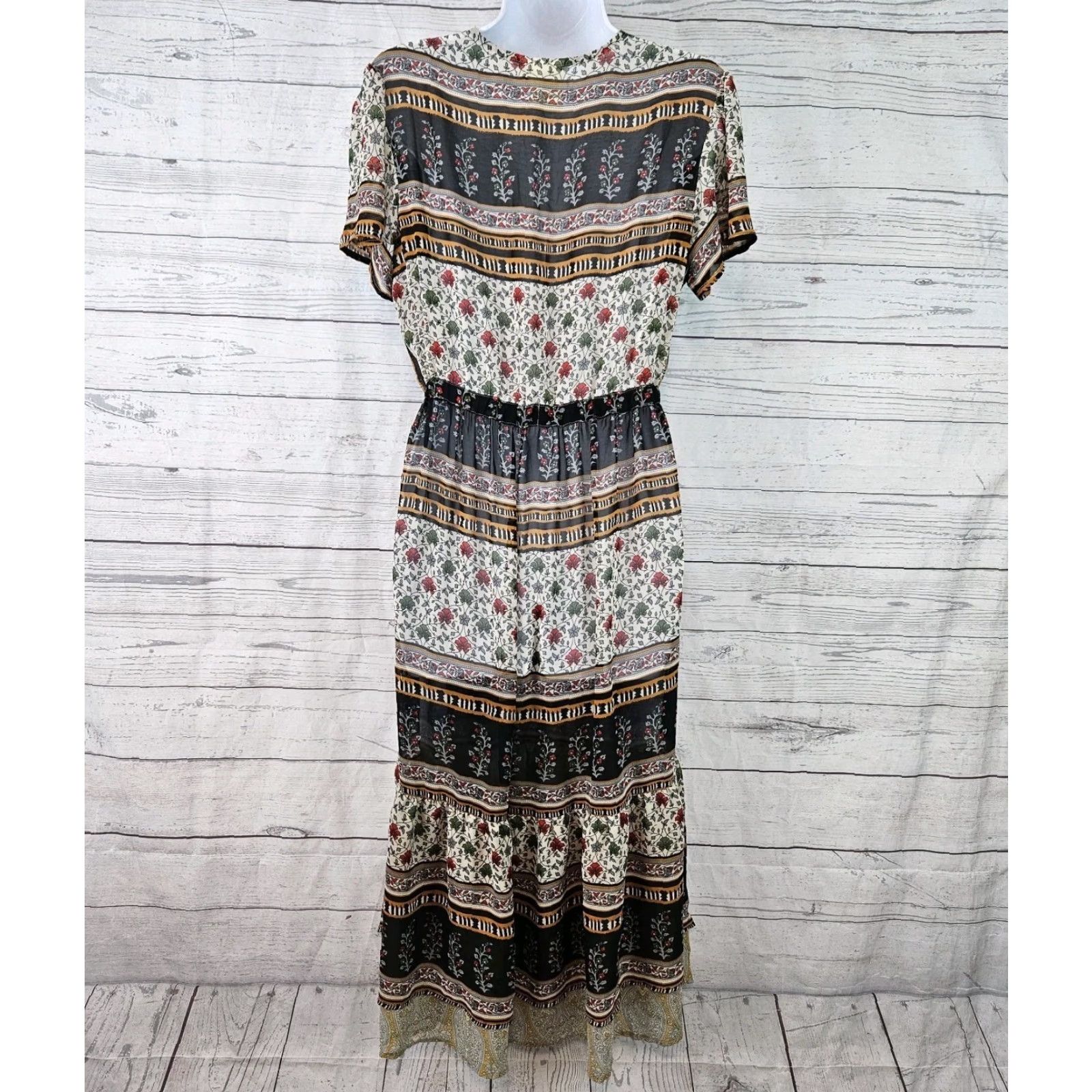 Vintage **One September Women's Small Floral Midi Dress Black Missing Slip** User: One September Women's Small Floral Midi Dress Black Missing Slip Size S / US 4 / IT 40 - 3 Thumbnail