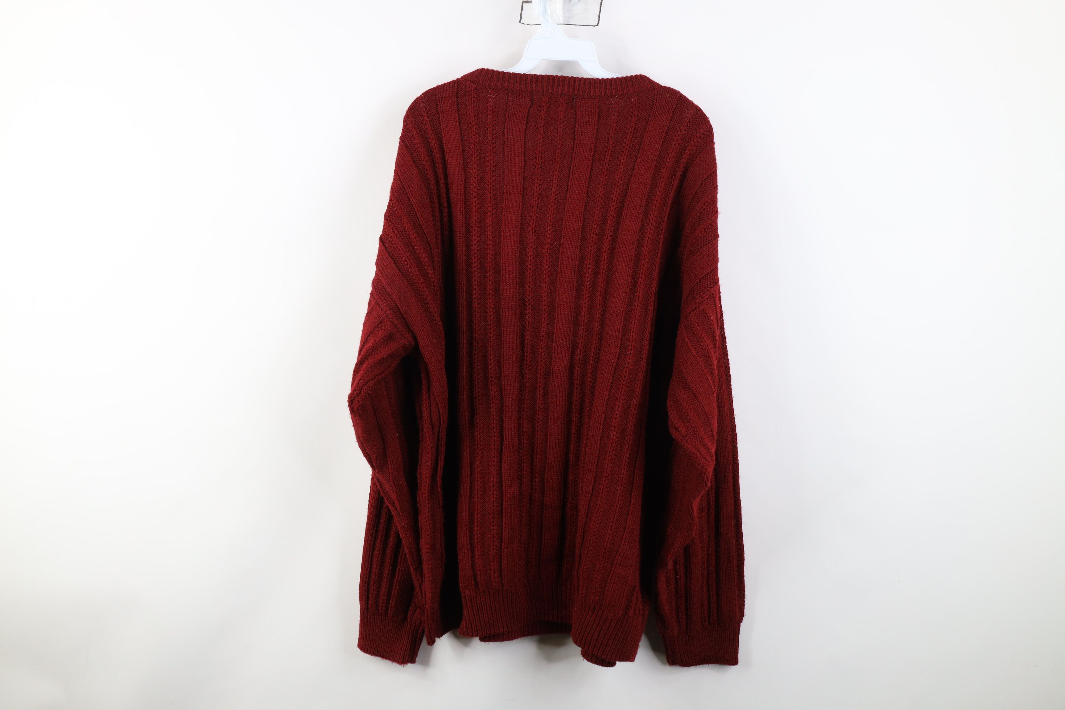 Vintage Vintage 90s Streetwear Cable Knit Crewneck Sweater Red Size US XL / EU 56 / 4 - 8 Thumbnail