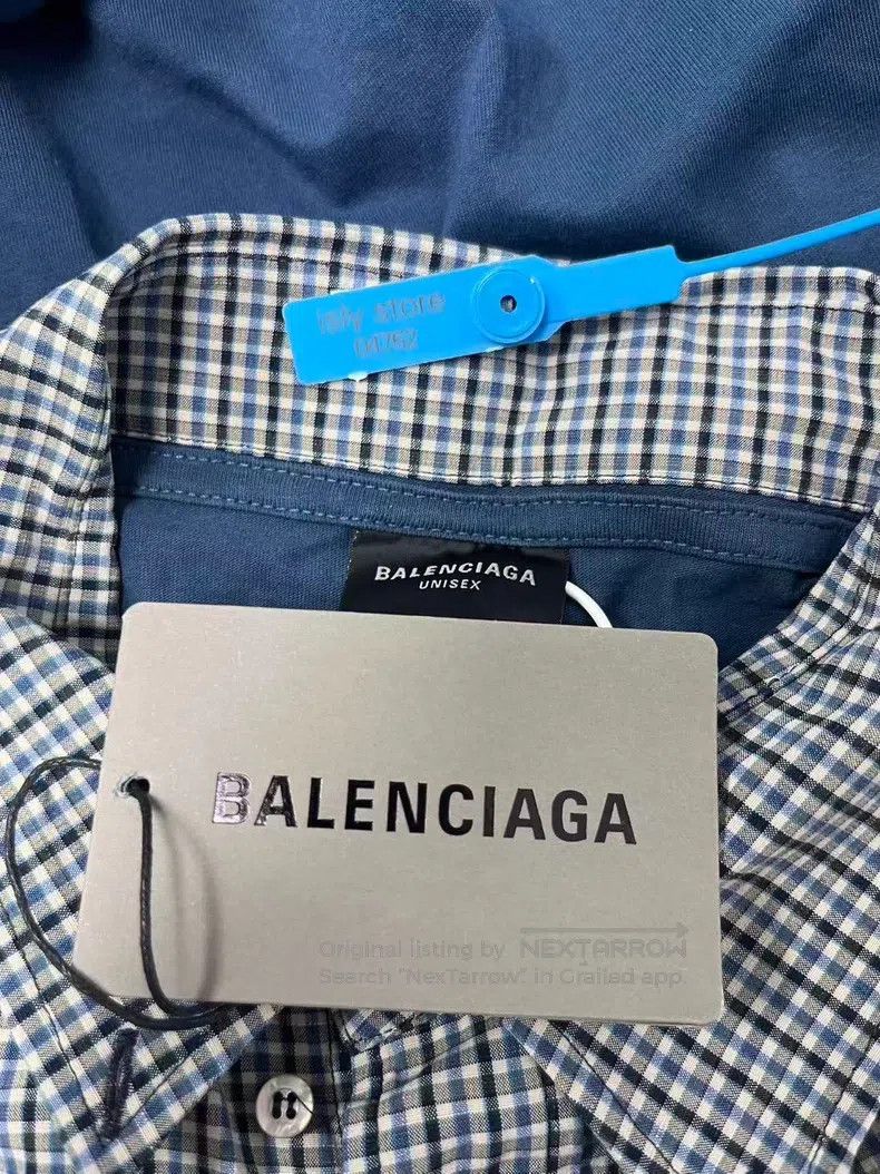 Balenciaga Balenciaga Plaid Cotton Linen Dry Knit Mixed Shirt Size US L / EU 52-54 / 3 - 5 Thumbnail