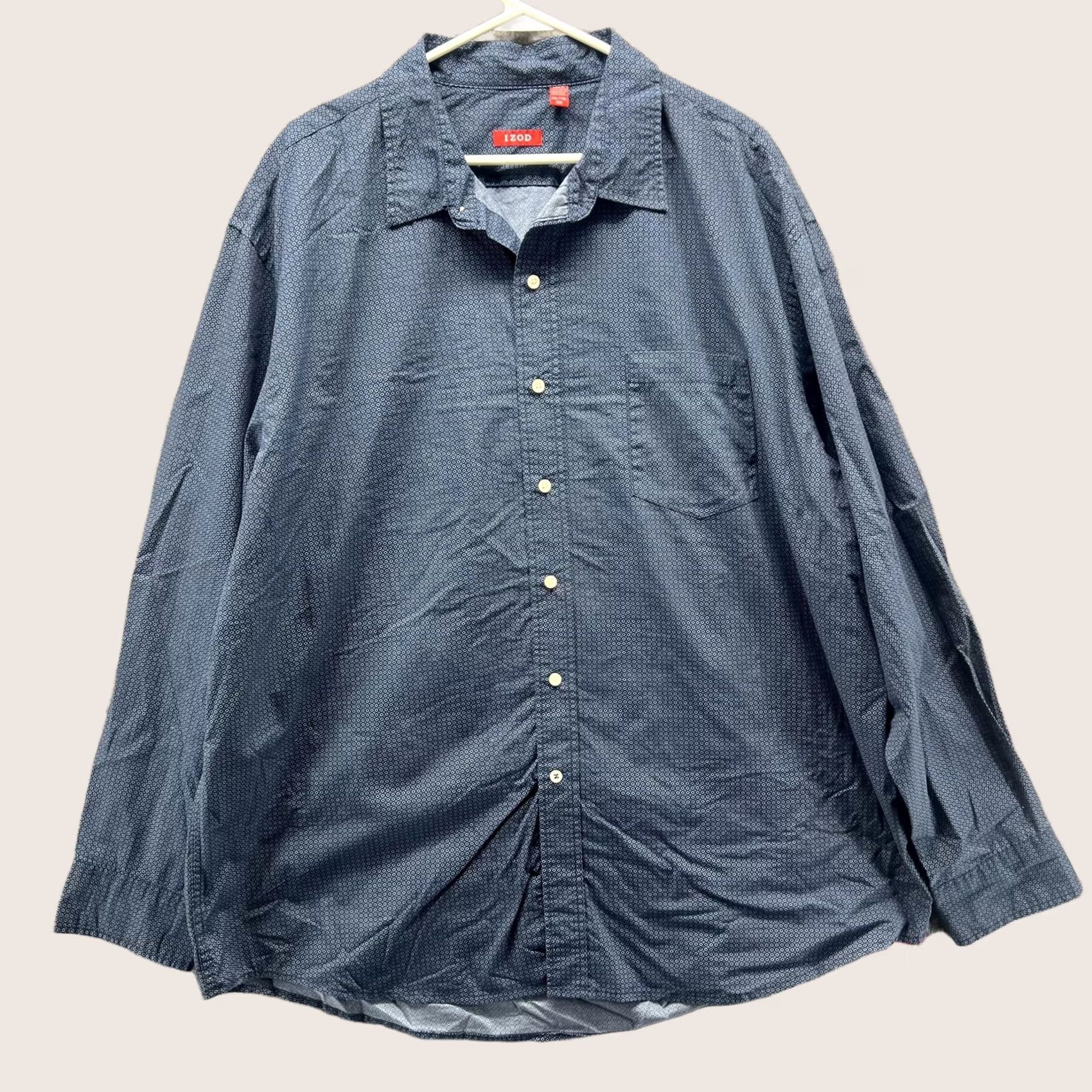 Izod IZOD Shirt Mens 2XL Blue Geometric Long Sleeve Button Front Pocket NEW Woven Size US XXL / EU 58 / 5 - 1 Thumbnail
