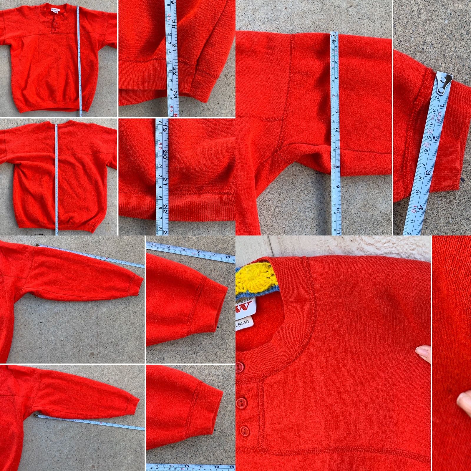 Vintage VINTAGE Bassett-Walkwr Henley Sweatshirt Men L USA Red 50% cotton 50% acrylic Non-specified condition Size US L / EU 52-54 / 3 - 8 Thumbnail