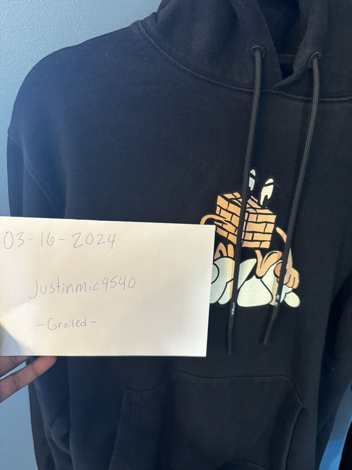 image of Off White Off-White Brick Cotton Graphic Hoodie in Black, Men's (Size Medium)