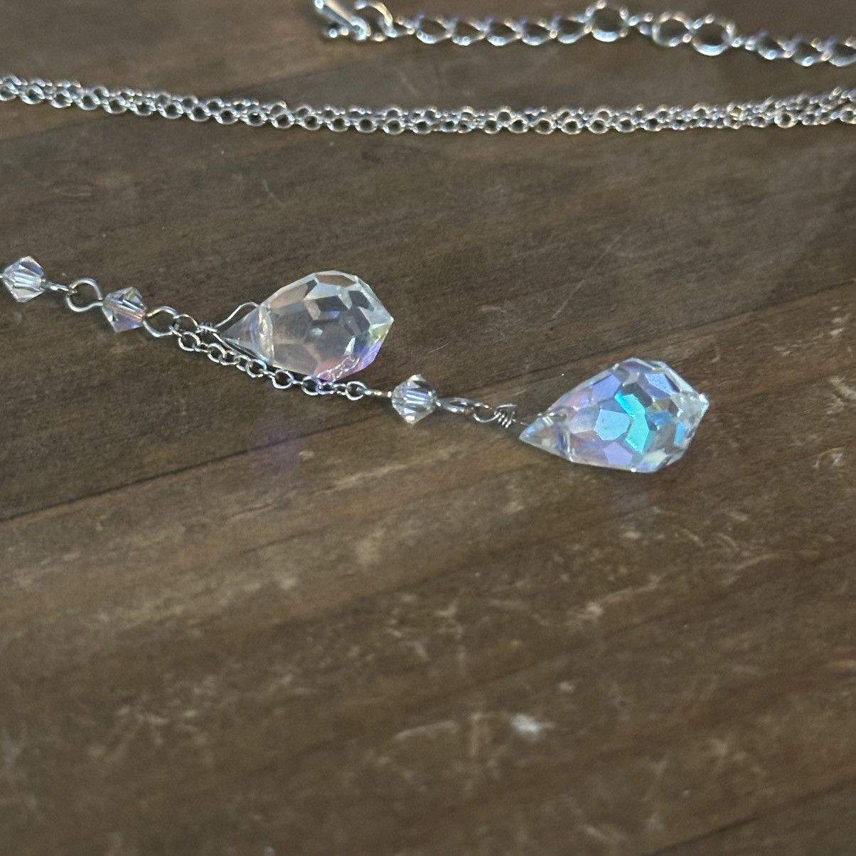 Other Silver tone Aurora Borealis Crystal drop necklace Size ONE SIZE - 4 Thumbnail
