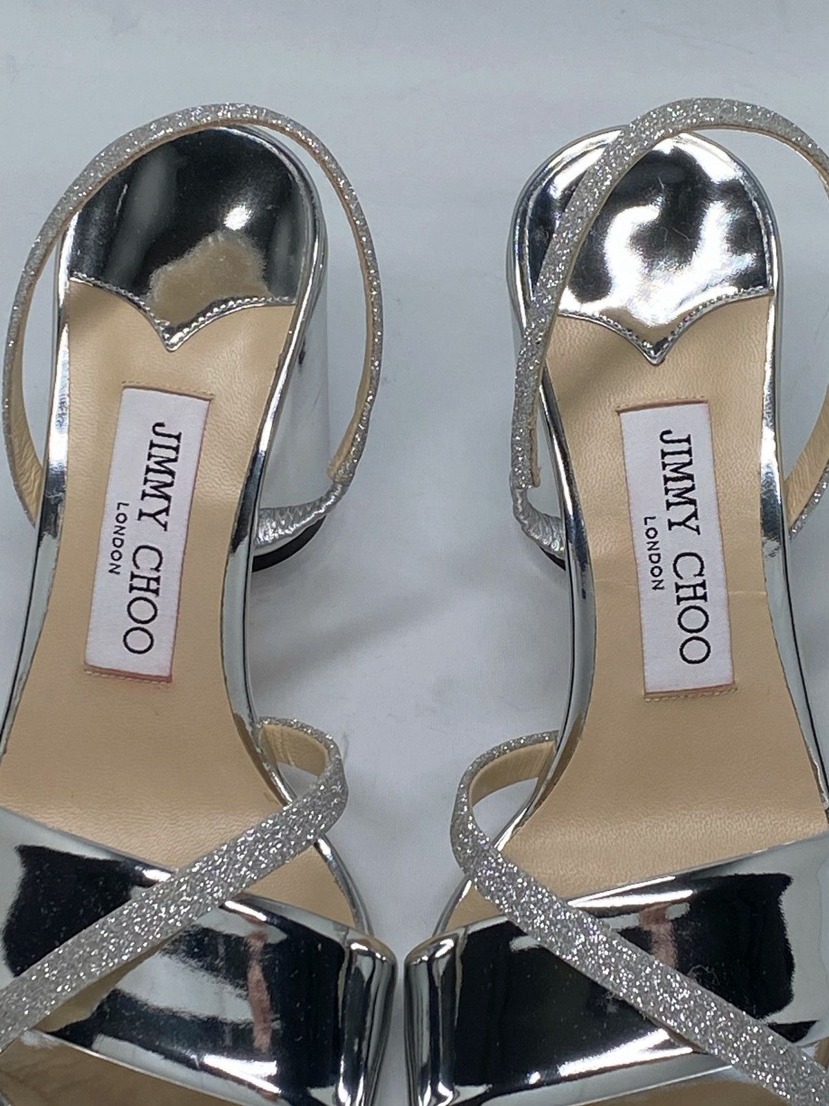 Jimmy Choo Jimmy Choo Plum Metallic Glitter Slingback Sandals size 37 Size US 7 / IT 37 - 5 Thumbnail