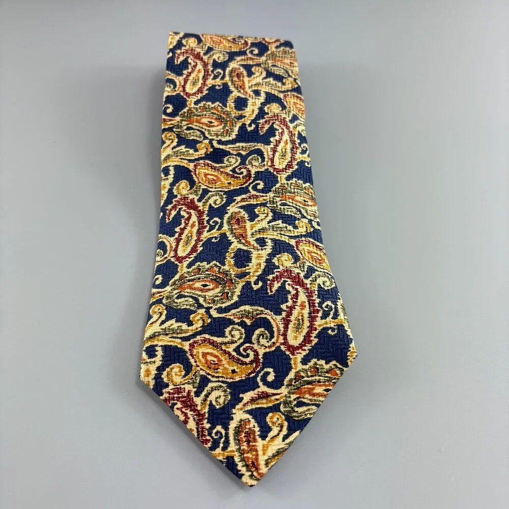 Joseph Abboud Joseph Abboud Navy / Beige Paisley Men's Tie 4" x 60" NWT Size ONE SIZE - 1 Thumbnail