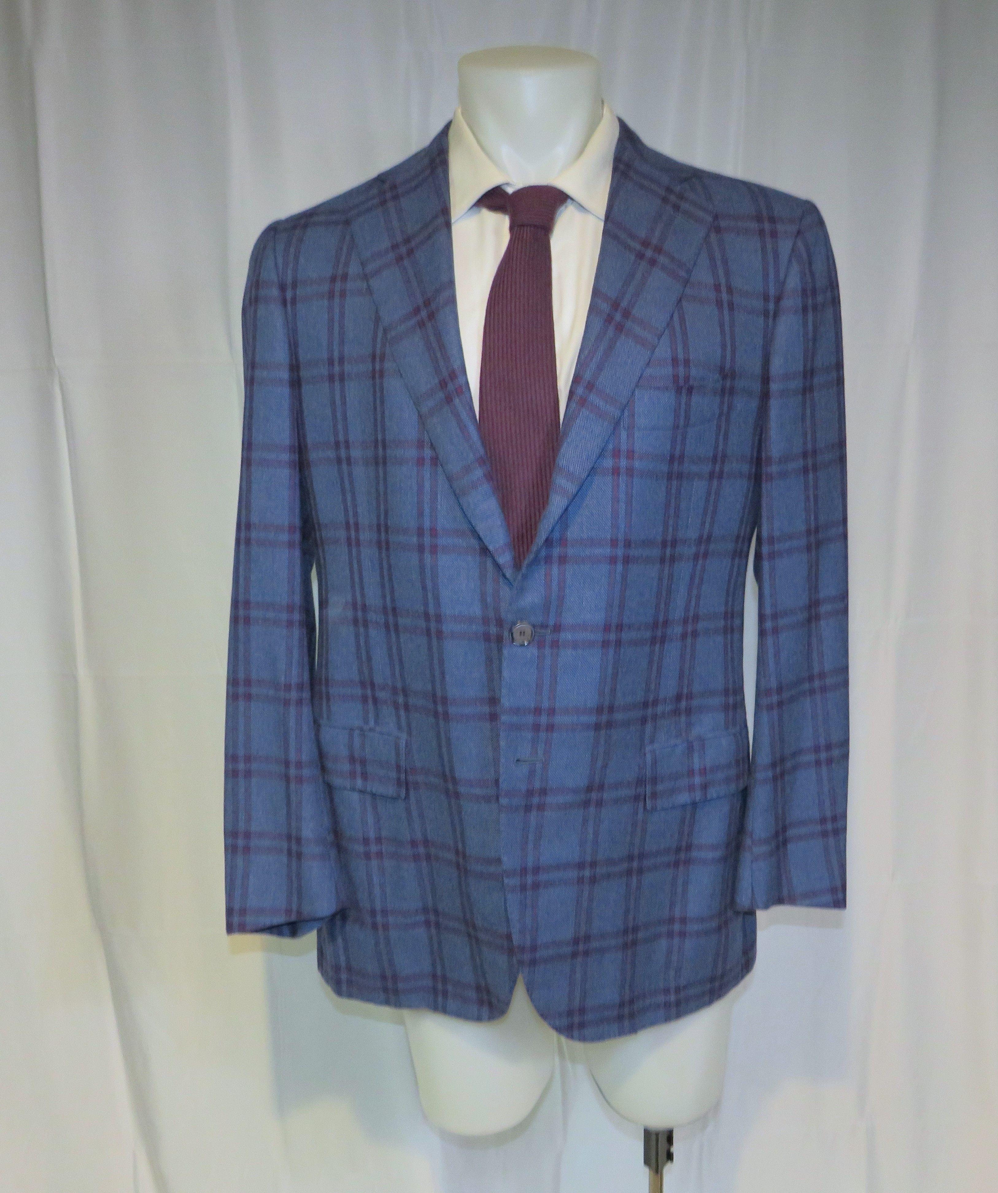 Cesare Attolini × Tincati Blue Plaid 100% Cashmere Sport Coat 42R Size 42R - 1 Thumbnail