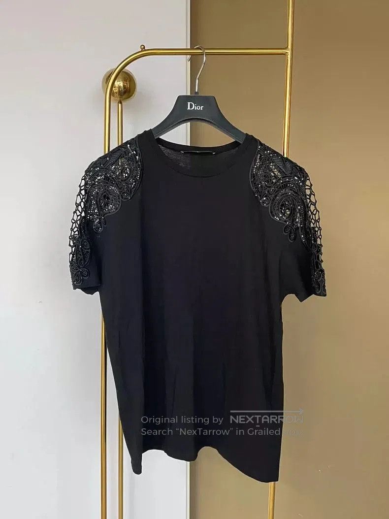 Gucci Gucci Black Cutout Sequin Short Sleeve Top . Size US S / EU 44-46 / 1 - 1 Thumbnail