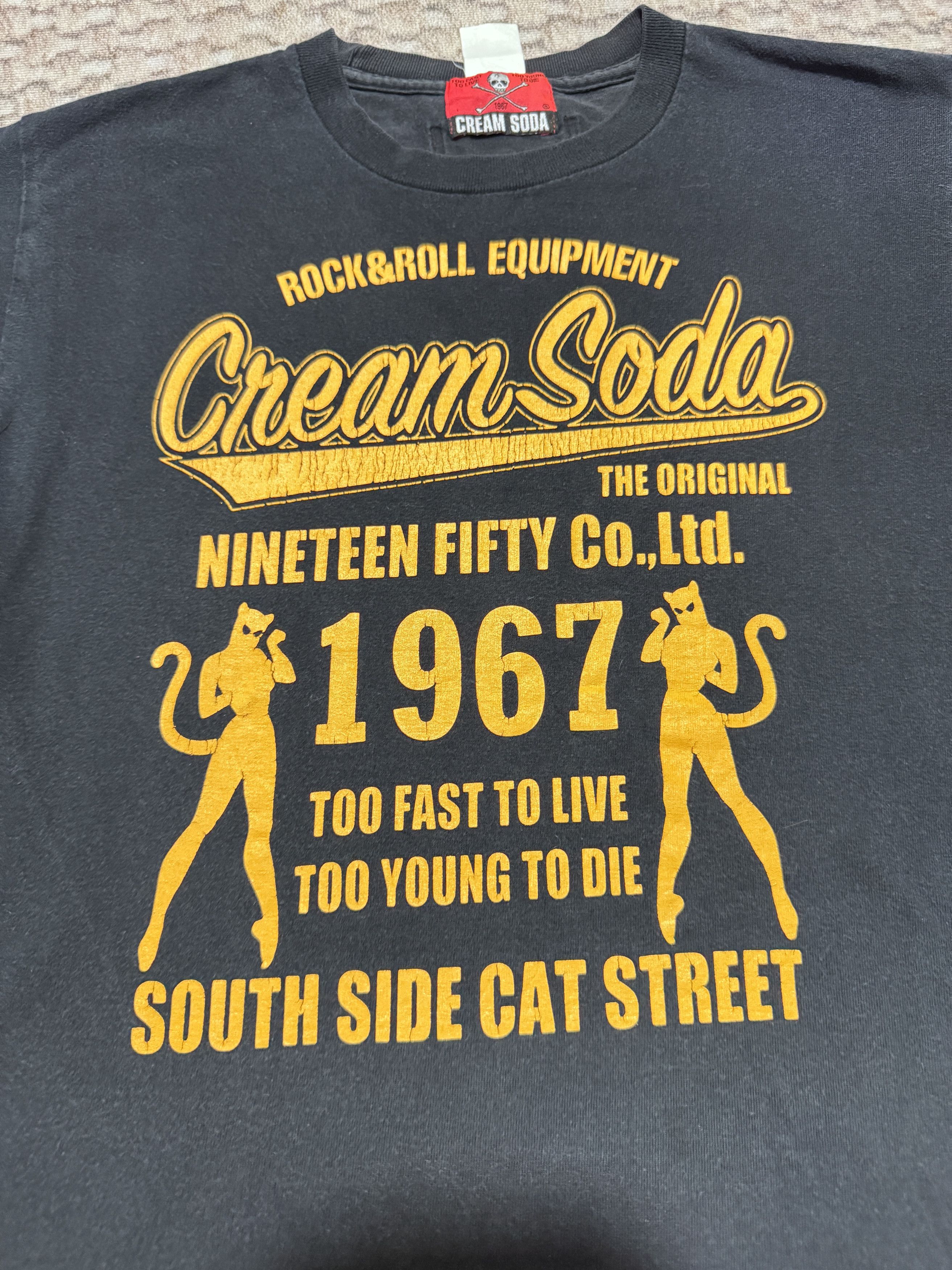 Japanese Brand Y2K Vintage Cream Soda Street Cat T shirt Size US M / EU 48-50 / 2 - 3 Thumbnail
