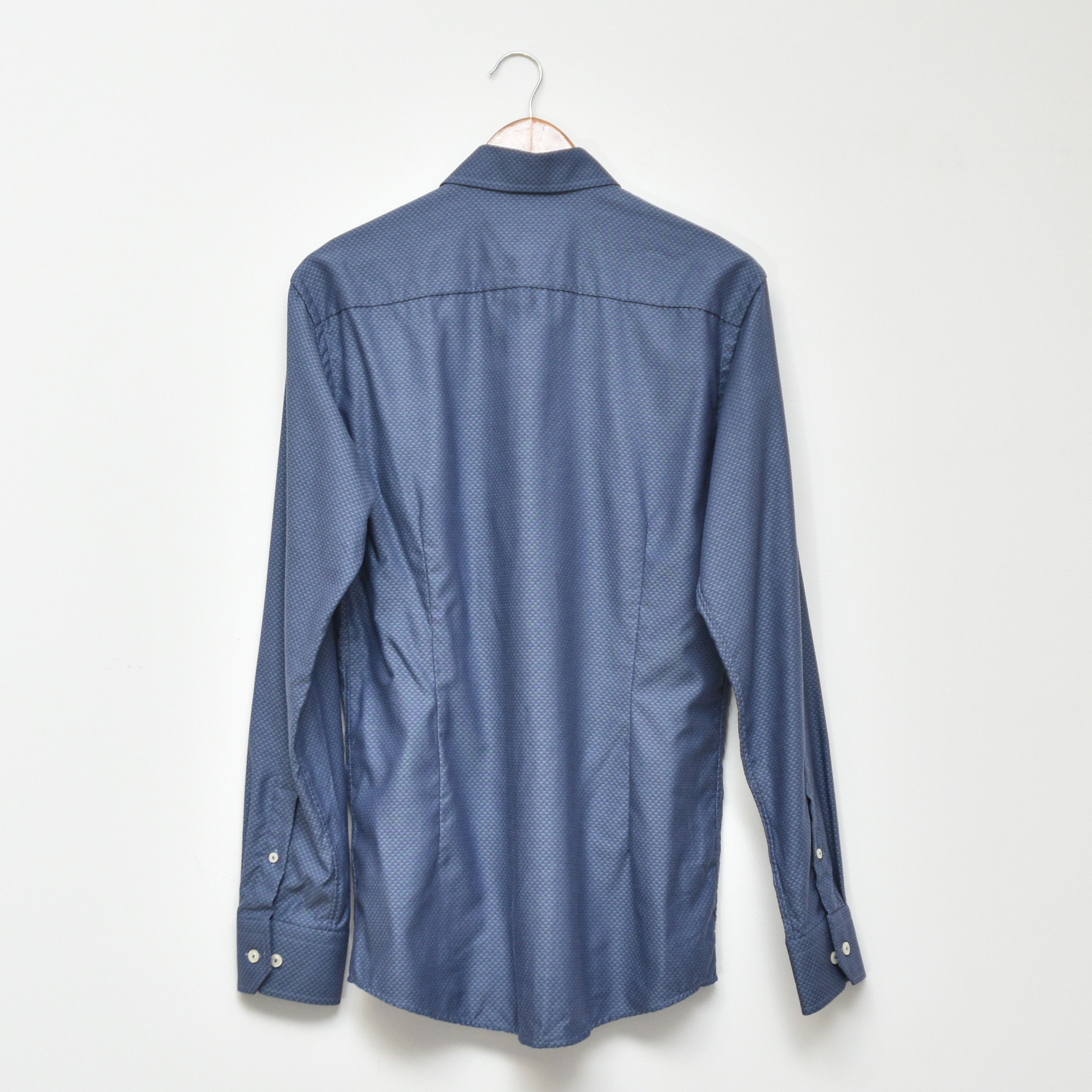 Eton ETON Slim Fit Shirt Blue Micro Geometric Pinpoint Size 39 / Size US M / EU 48-50 / 2 - 2 Thumbnail