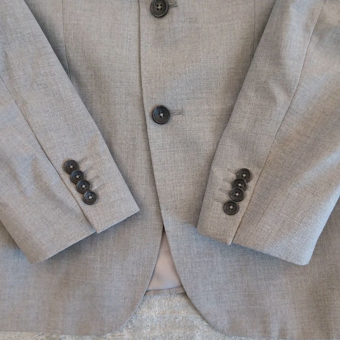 Banana Republic Banana Republic Blazer Mens 40 Gray Polyester Blend Two Button Single Vent Notch Lapel 2 Piece Regular Mens Size 40R - 4 Thumbnail