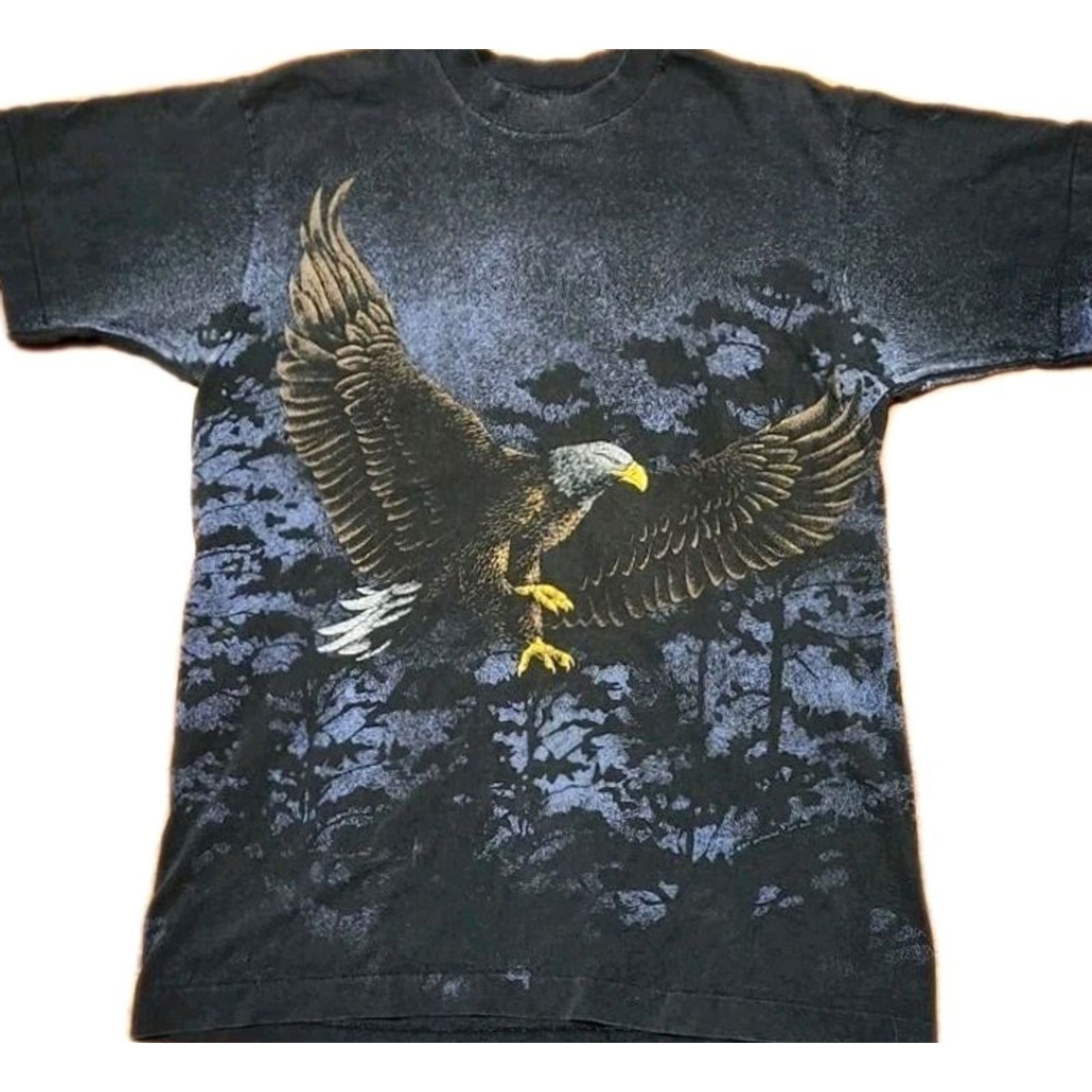 Fruit Of The Loom VINTAGE 1994 Eagle T Shirt Mens M Fruit of The Loom USA Flying AOP Graphic 90s Native Wild Life Black Cotton Logo Short Sleeve Crew Neck Mens Size US M / EU 48-50 / 2 - 2 Thumbnail
