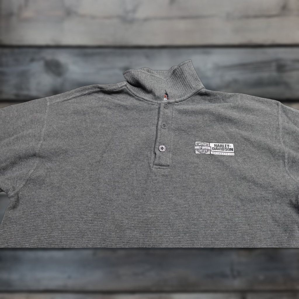 Harley Davidson VINTAGE Harley-Davidson Polo Mens Large Gray Motorcycle Biker Riding Eagle Shirt Mens Large Gray Polo Harley-Davidson Size US L / EU 52-54 / 3 - 1 Thumbnail