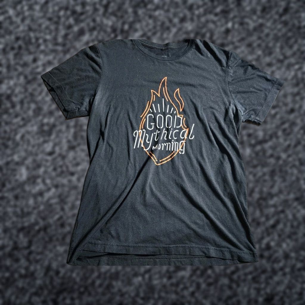 Vintage VINTAGE Mens M Mythical Good Mythical Morning Neon Sign Logo T Shirt Distressed Black Size US M / EU 48-50 / 2 - 1 Thumbnail