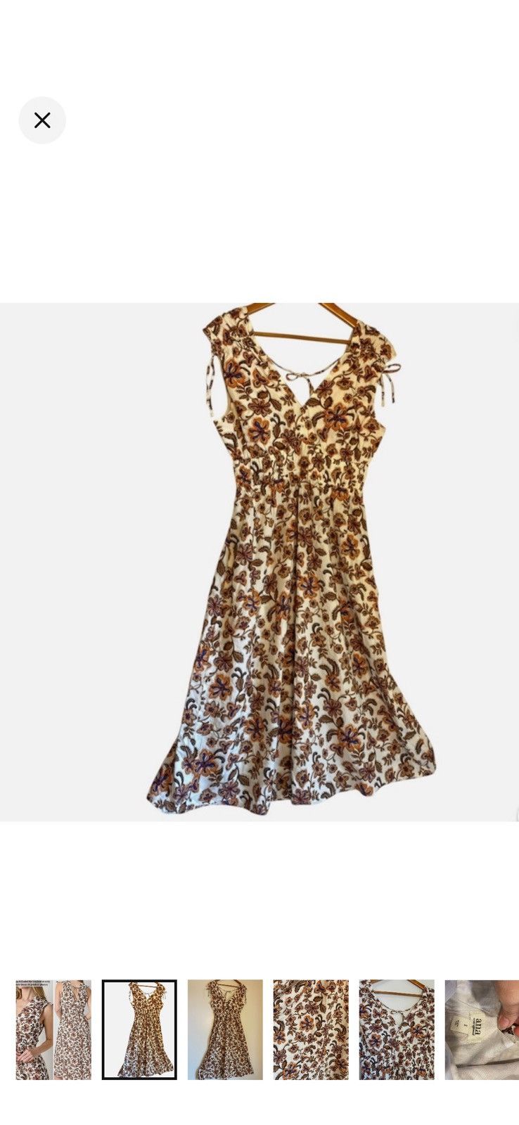 Other Boho Peasant Floral Midi Dress Deep V neck Smocked Bodice Size S / US 4 / IT 40 - 2 Thumbnail