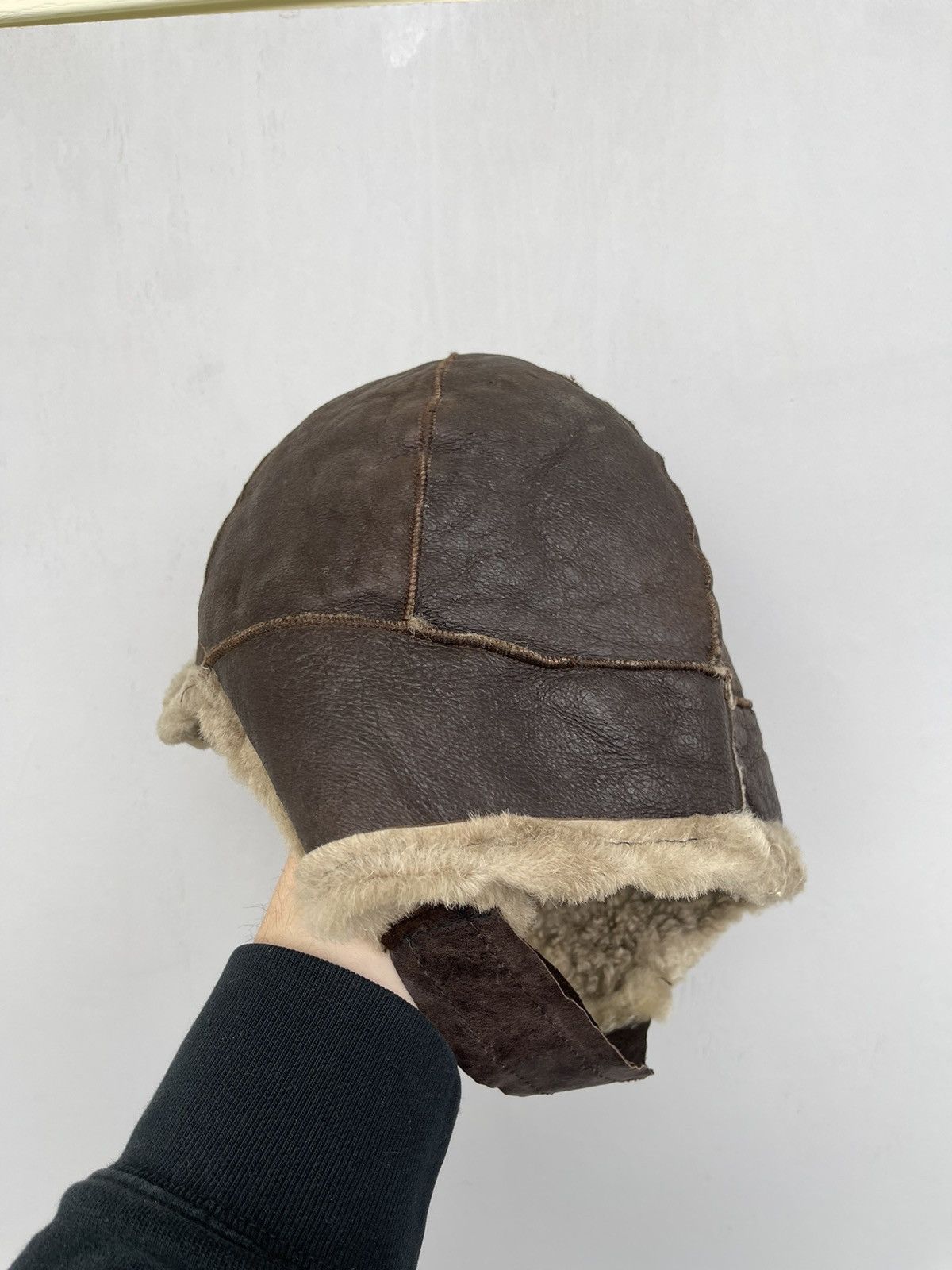 Vintage 1980s USHANKA Y2K FLYER'S LEATHER TRAPPER HAT WITH SHEARLING Size ONE SIZE - 9 Thumbnail