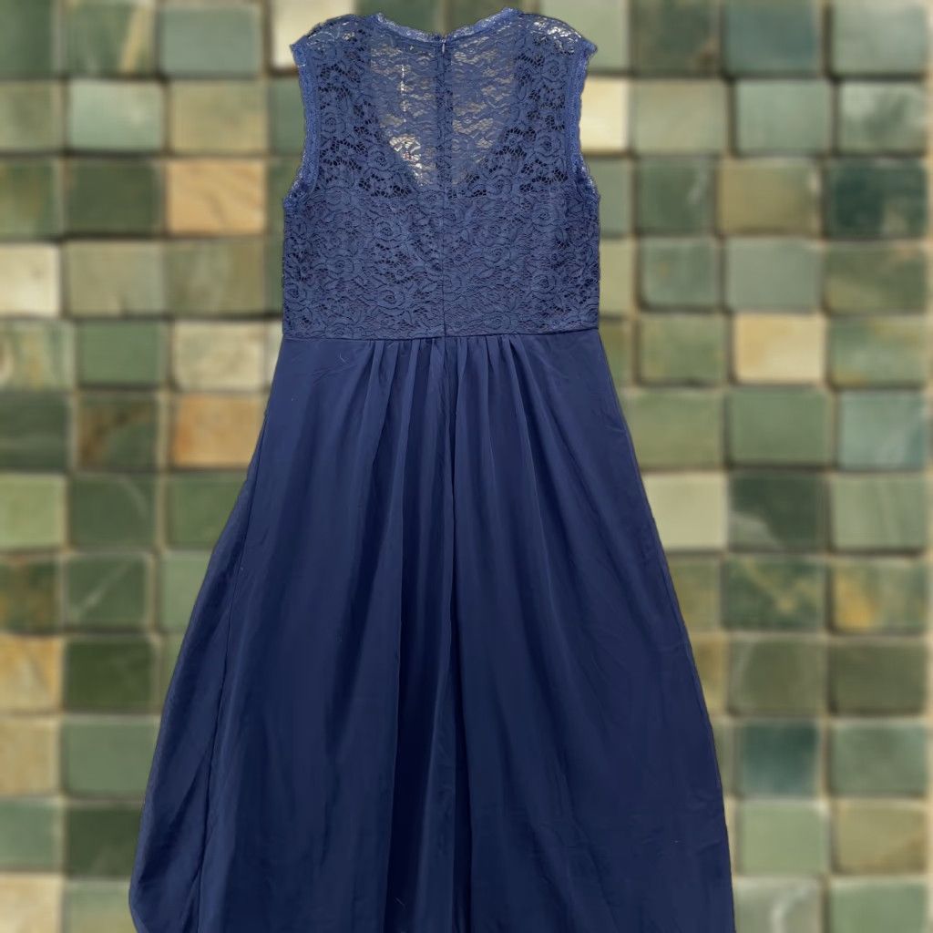 Vintage Nemidor Maxi Dress Women's Curvy 16 Navy Lace Cocktail Party Evening Bridesmaid Dress Size XXL / US 16-18 / IT 52-54 - 1 Thumbnail