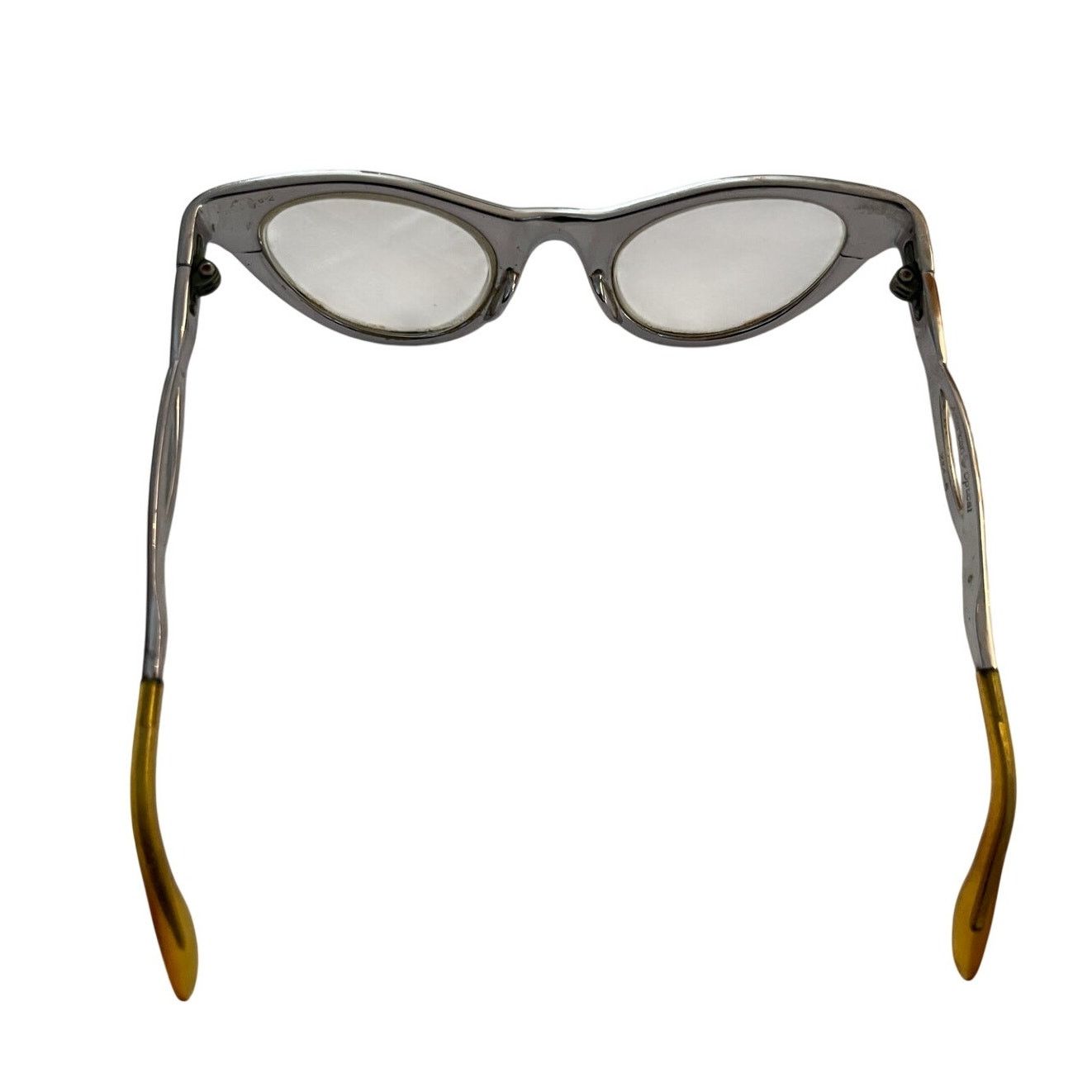 American Optical 1950s American Optical Engraved Aluminum Cat Eye Glasses Size ONE SIZE - 10 Thumbnail