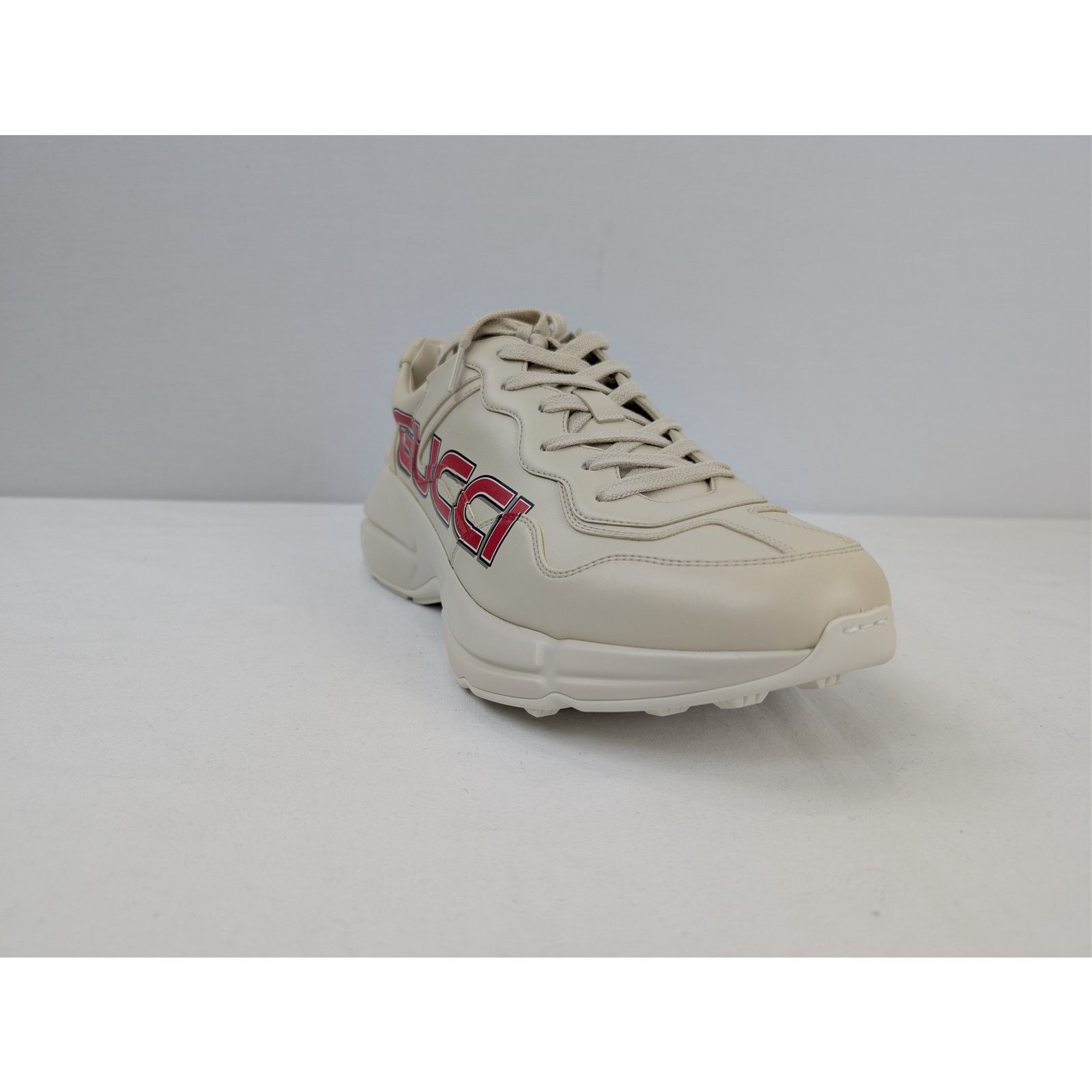 Gucci o1rshd1 Gucci logo print Rhyton leather sneakers in ivory Size US 10.5 / EU 43-44 - 2 Thumbnail