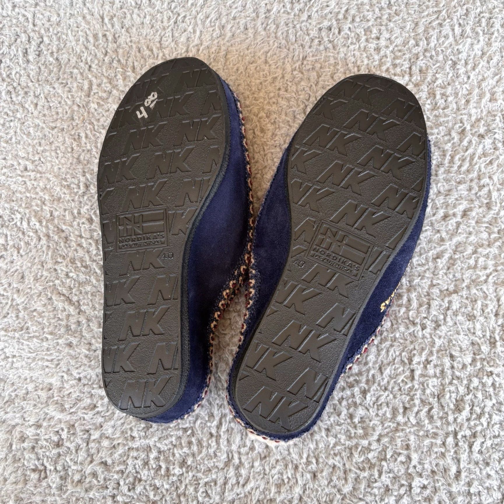 Vintage Nordikas Slip On Mule Slippers Women’s 9.5 Blue Cotton Blend Flat Winter Casual Shoes Size ONE SIZE - 3 Thumbnail