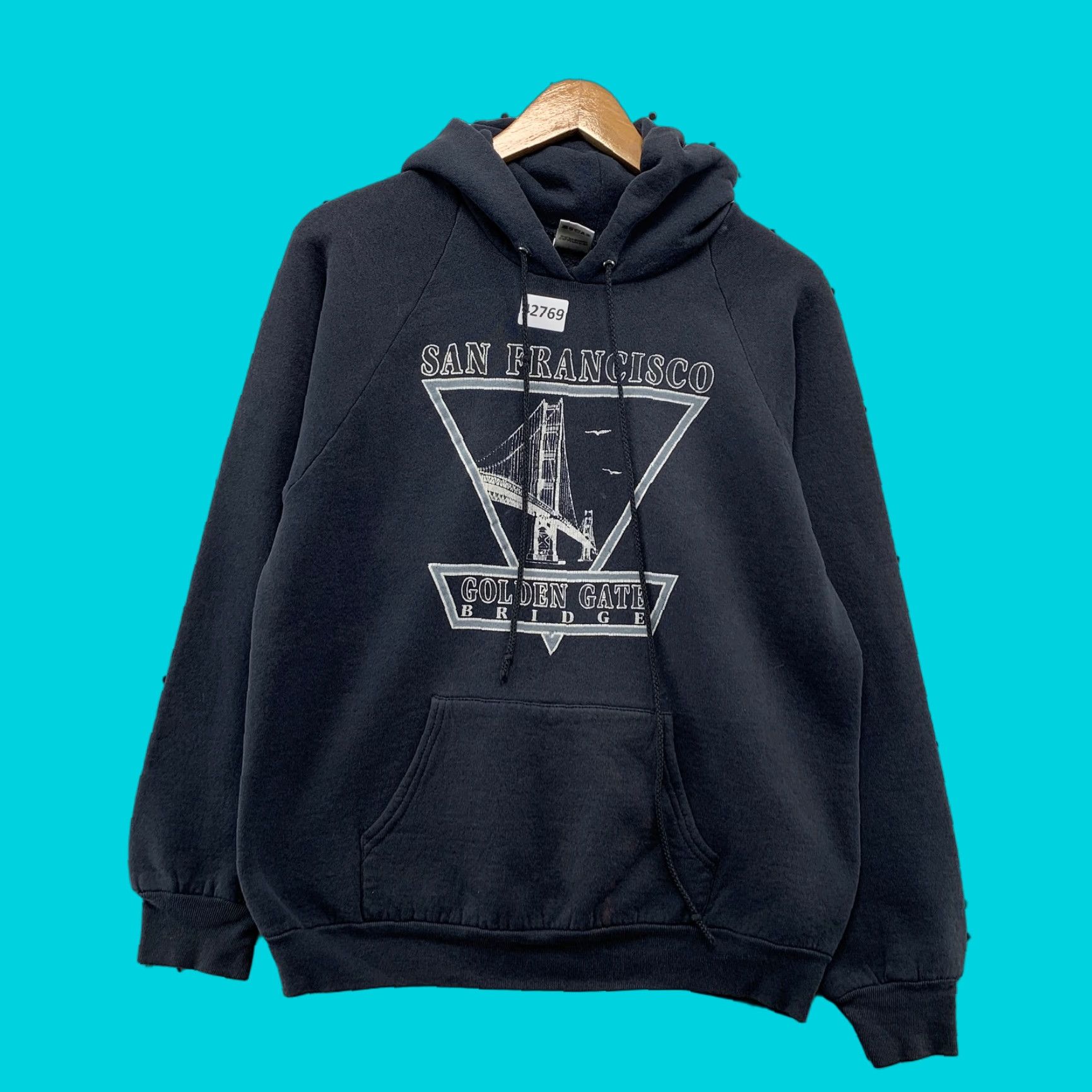 Fruit Of The Loom Vintage SAN FRANCISCO GOLDEN GATE BRIDGE Hoodie L Black USA Sweatshirt Size US L / EU 52-54 / 3 - 1 Thumbnail