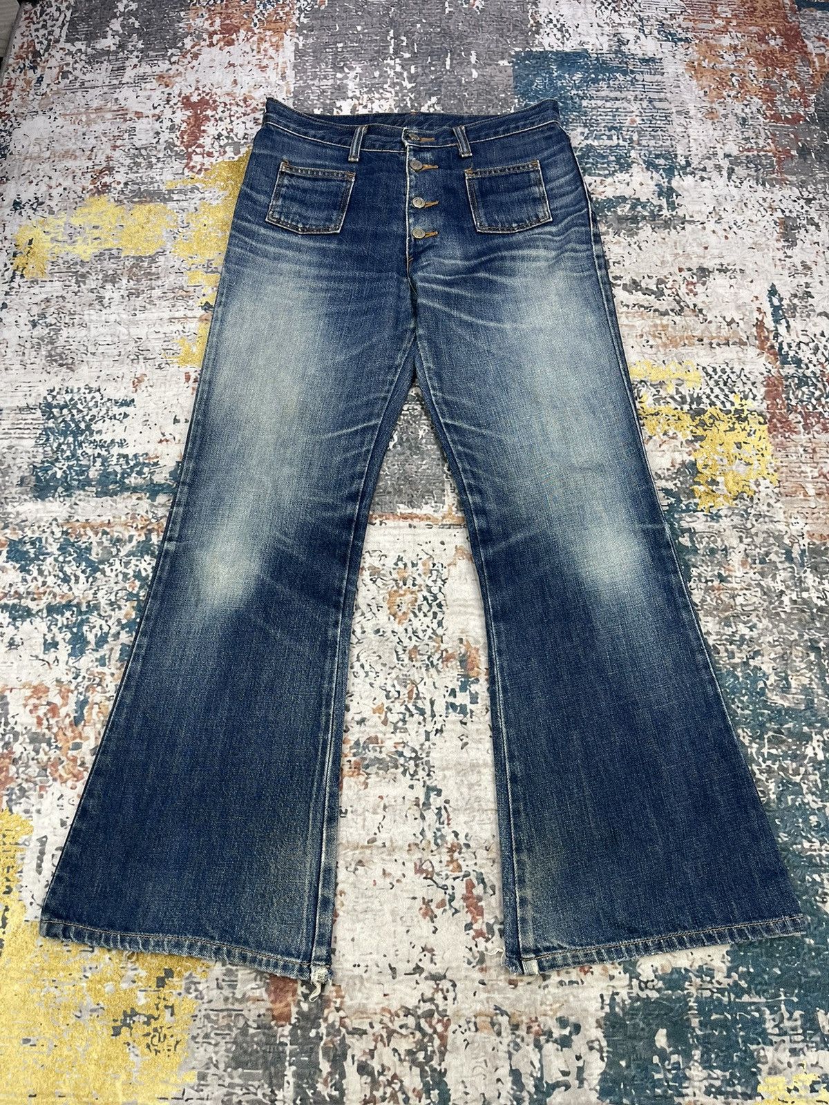 Wrangler Vtg 90s Wrangler Patch Pocket Boot Cut Flared Jeans Size 30" / US 8 / IT 44 - 1 Thumbnail