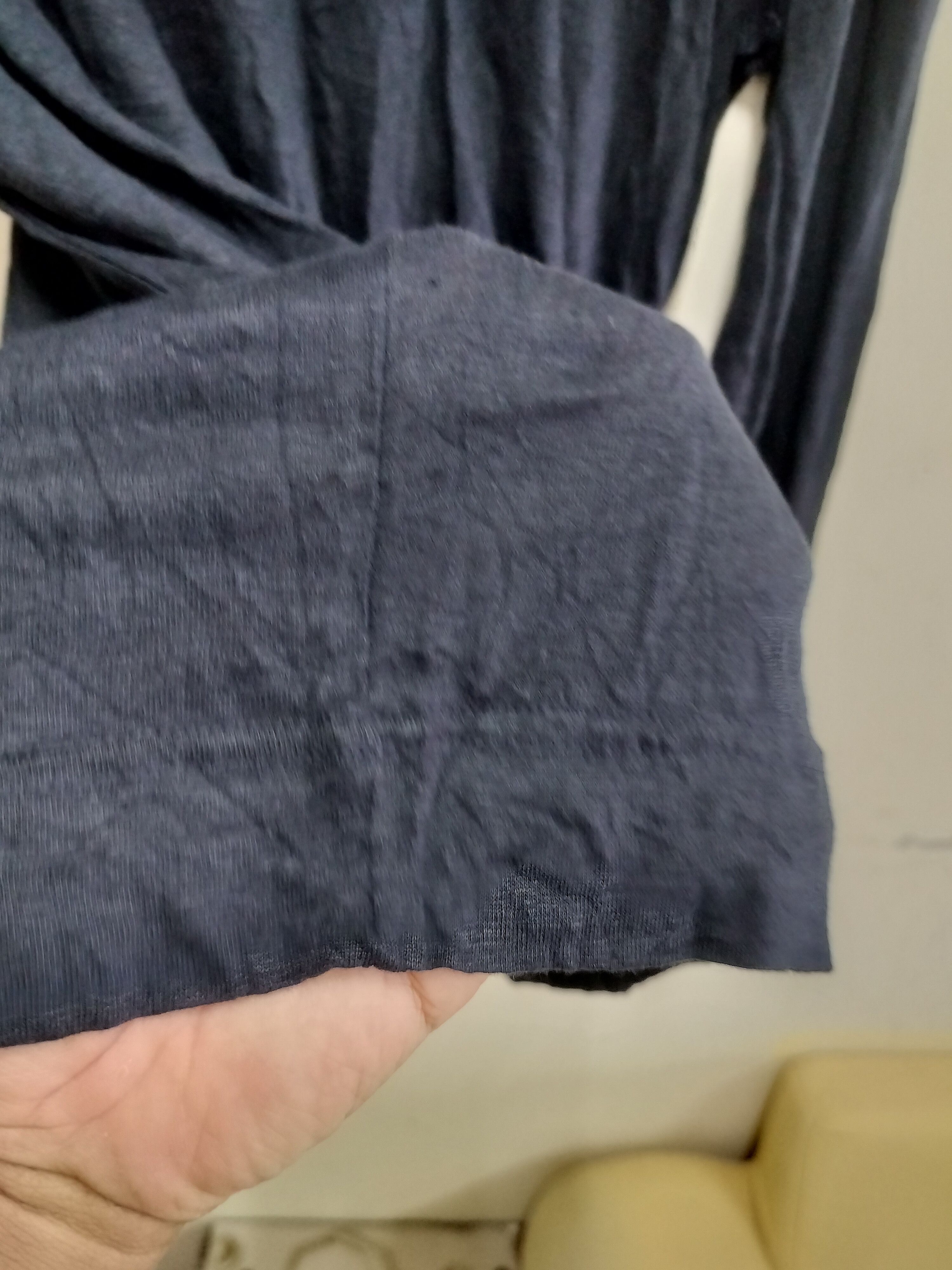 John Varvatos John Varvatos Navy Blue Linen Long Sleeve t-shirt Size US L / EU 52-54 / 3 - 6 Thumbnail