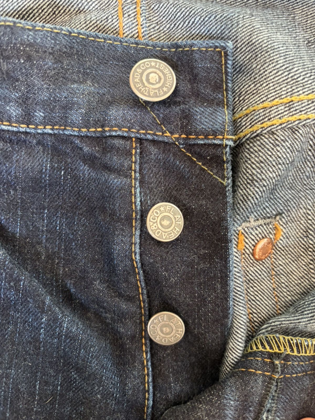 The Flat Head The Flat Head – Raw Selvedge Denim (Japan), epic fades (36) Size US 36 / EU 52 - 6 Thumbnail