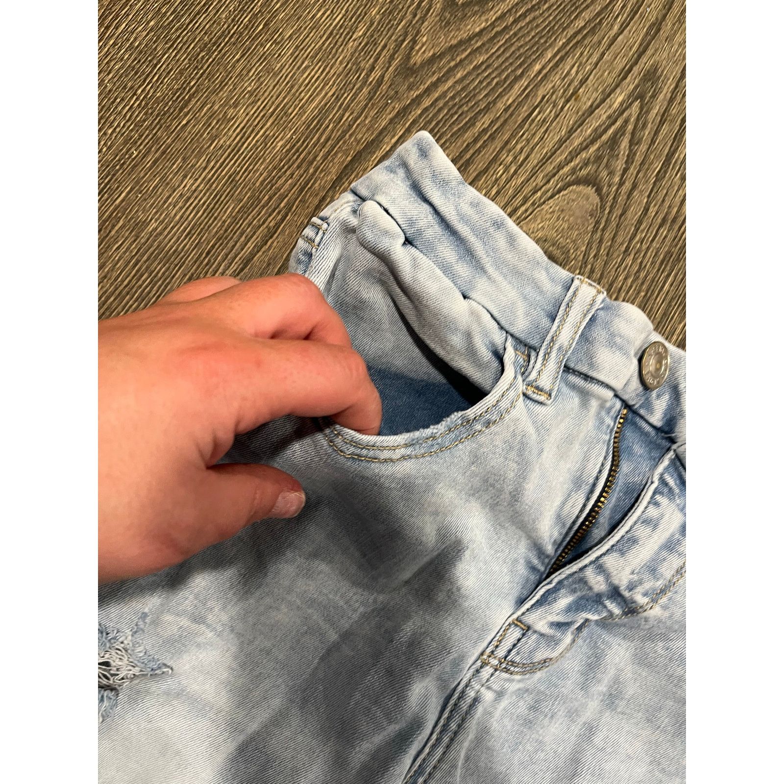 American Eagle Outfitters American Eagle Curvy Hi-Rise Jegging Distressed Blue Size 2 Size 26" / US 2 / IT 38 - 11 Thumbnail