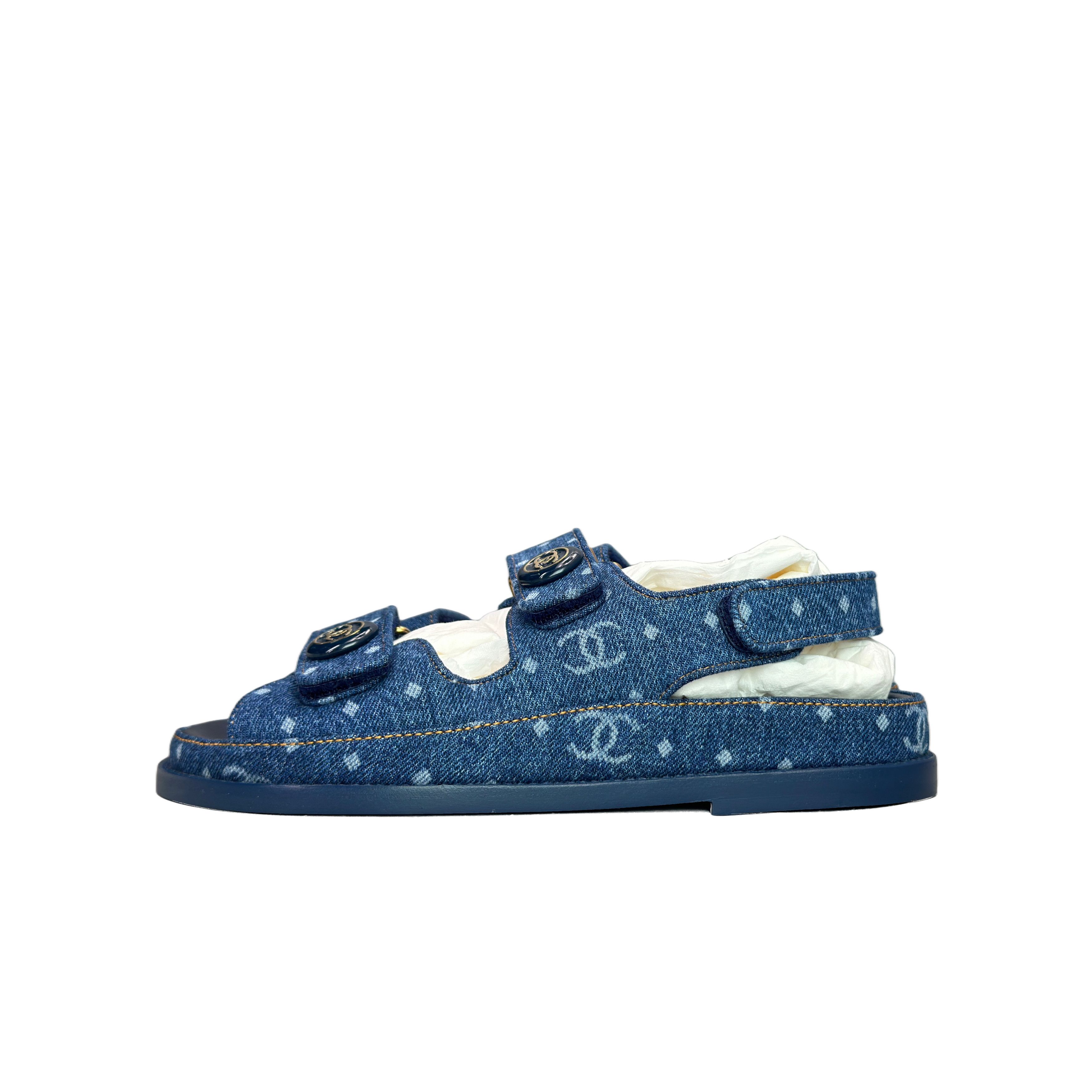 Chanel Chanel Denim Logo Sandals Size 37 Size US 7 / IT 37 - 1 Thumbnail
