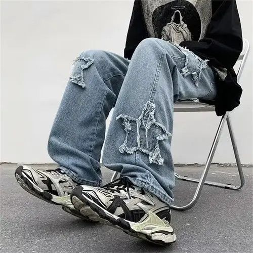 Jean × Vintage Stars Towel Embroidery Baggy Men Jeans Size US 32 / EU 48 - 3 Thumbnail