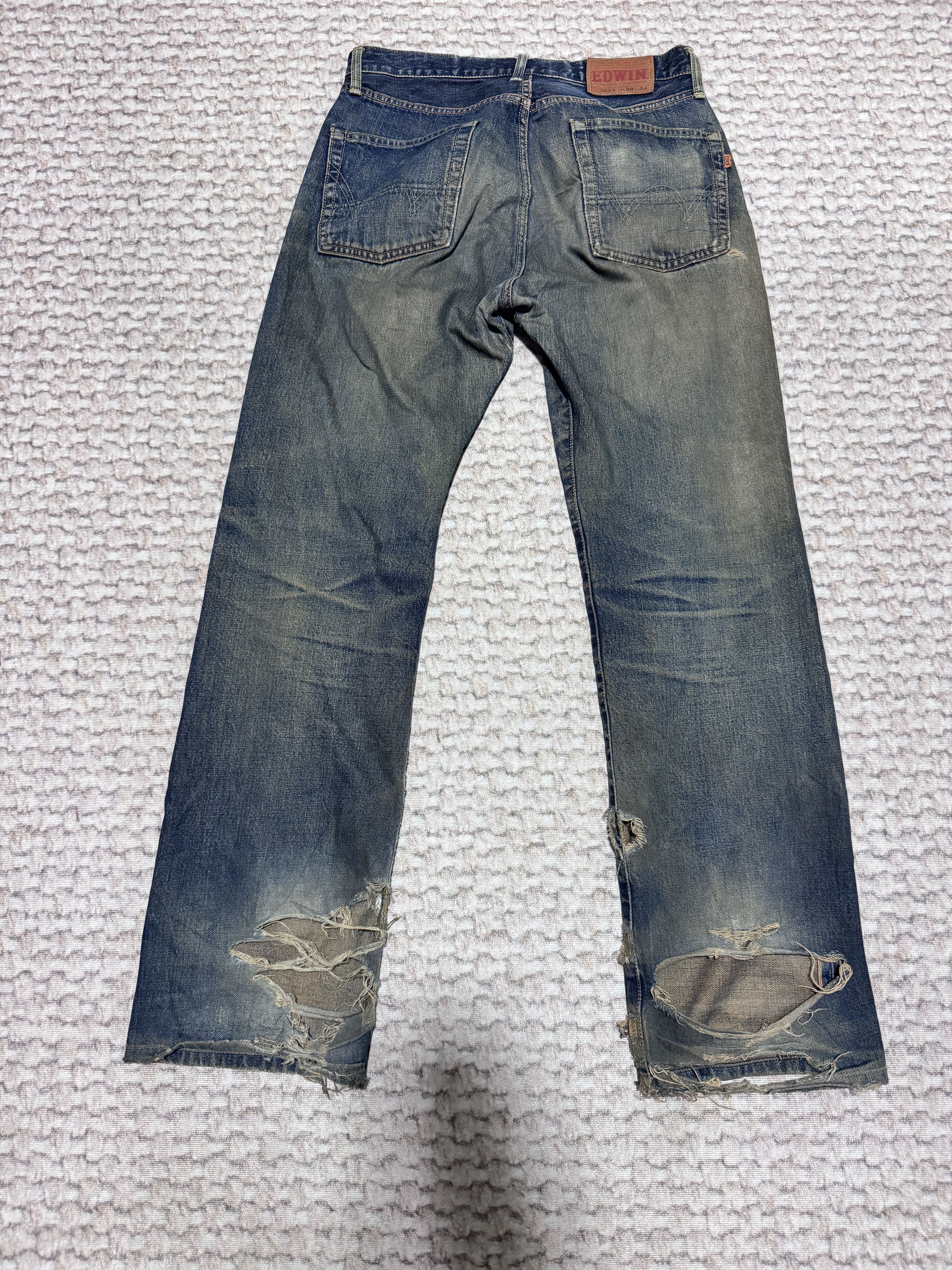 Edwin Vintage Edwin 505X Rusty Natural Distressed Selvadge Jeans Size US 30 / EU 46 - 2 Thumbnail