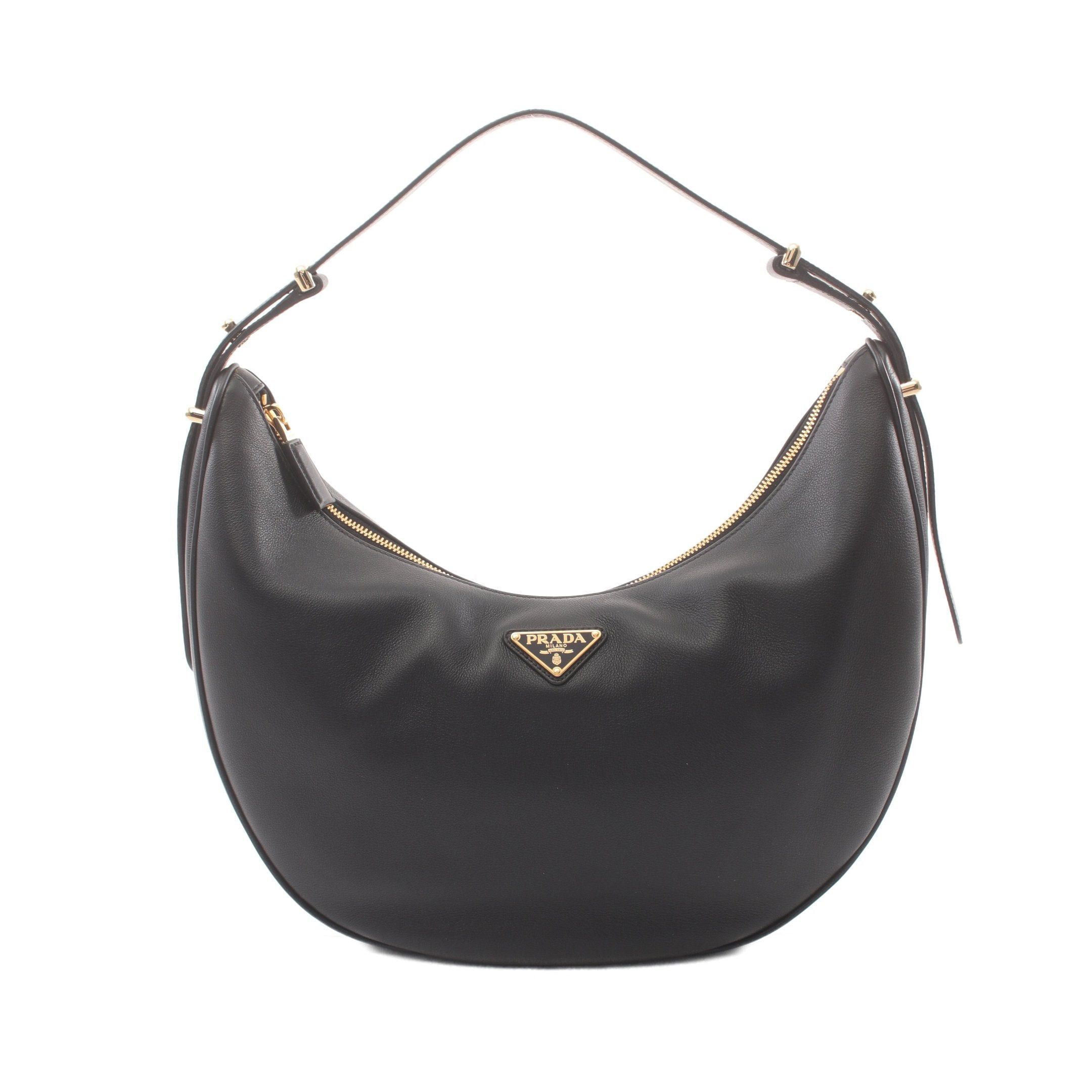Prada Prada Soft Grain One Shoulder Bag Leather Black Size ONE SIZE - 1 Thumbnail