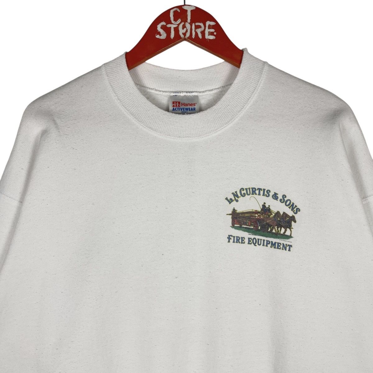 Hanes Vintage 90s L.N. Curtis & Sons Fire Equipment Sweatshirt Size US L / EU 52-54 / 3 - 3 Thumbnail