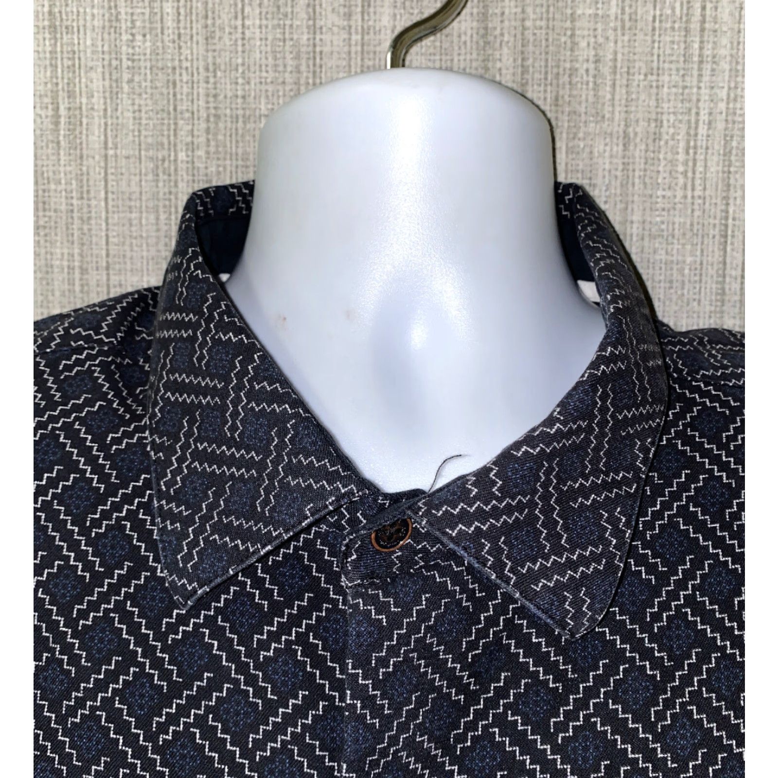 Nat Nast Nat Nast Mens Polo Shirt Silk/Cotton Navy Blue Golf Shirt 2XL Short Sleeve Button Neck Casual Geometric Arare? Size US XXL / EU 58 / 5 - 3 Thumbnail