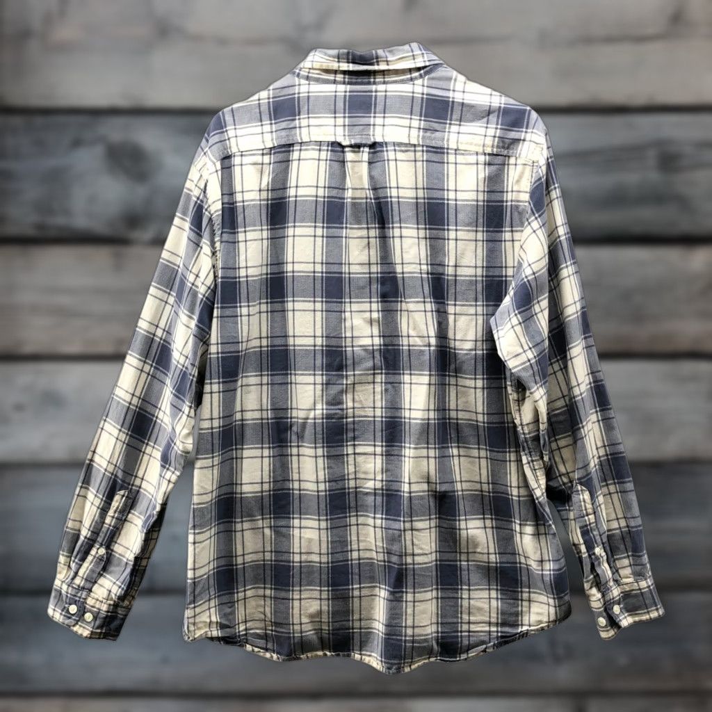 Vintage L.L. Bean Shirt Men Large Lightweight Flannel Blue White Plaid Button-Down Collar Regular Fit Pocketed All Seasons Casual Travel Workwear Size US L / EU 52-54 / 3 - 1 Thumbnail