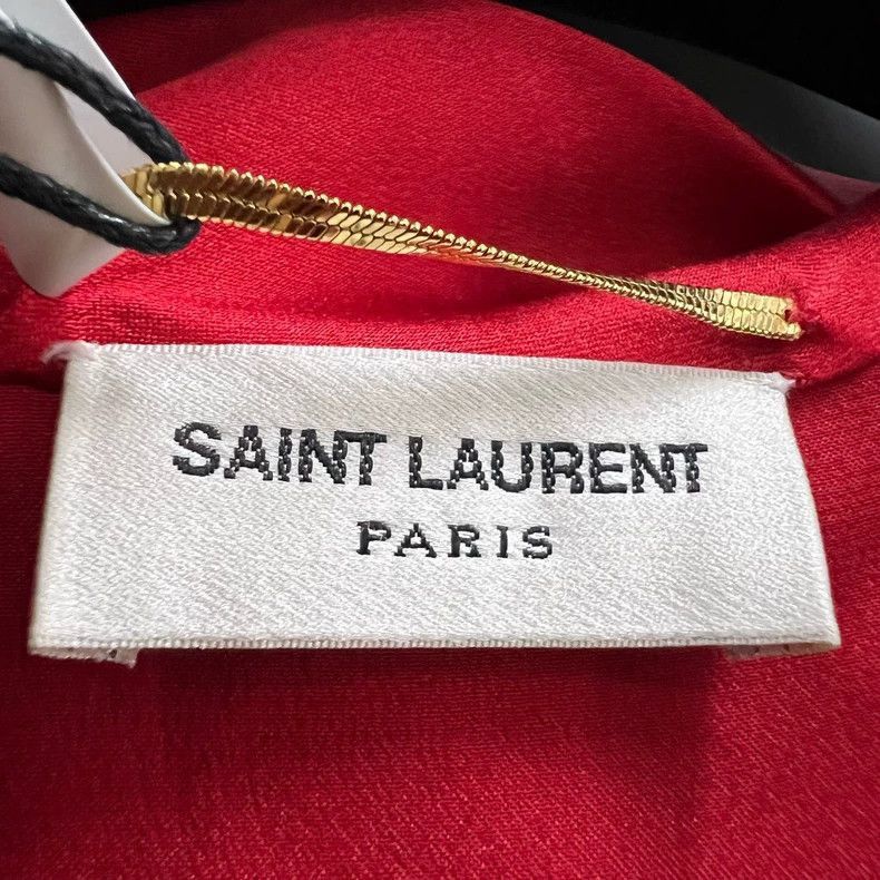 Saint Laurent Paris Saint Laurent Paris Saint Laurent Red Silk Long Sleeve Shi Size US S / EU 44-46 / 1 - 4 Thumbnail