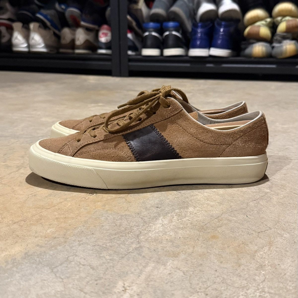 Tom Ford Tom Ford Cambridge Suede Leather Trim Low Top Sneakers Brown Size US 10 / EU 43 - 1 Thumbnail