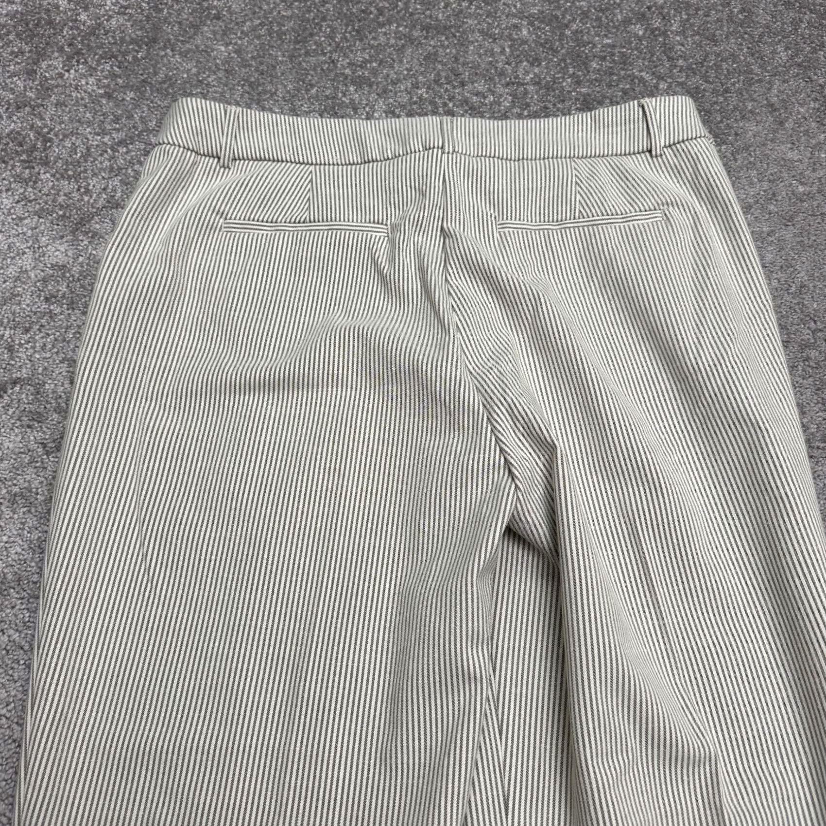 Joie Joie Pinstriped Slim Straight Trouser Pants Women 12 White Gray High Rise Career Size 34" / US 12 / IT 48 - 4 Thumbnail