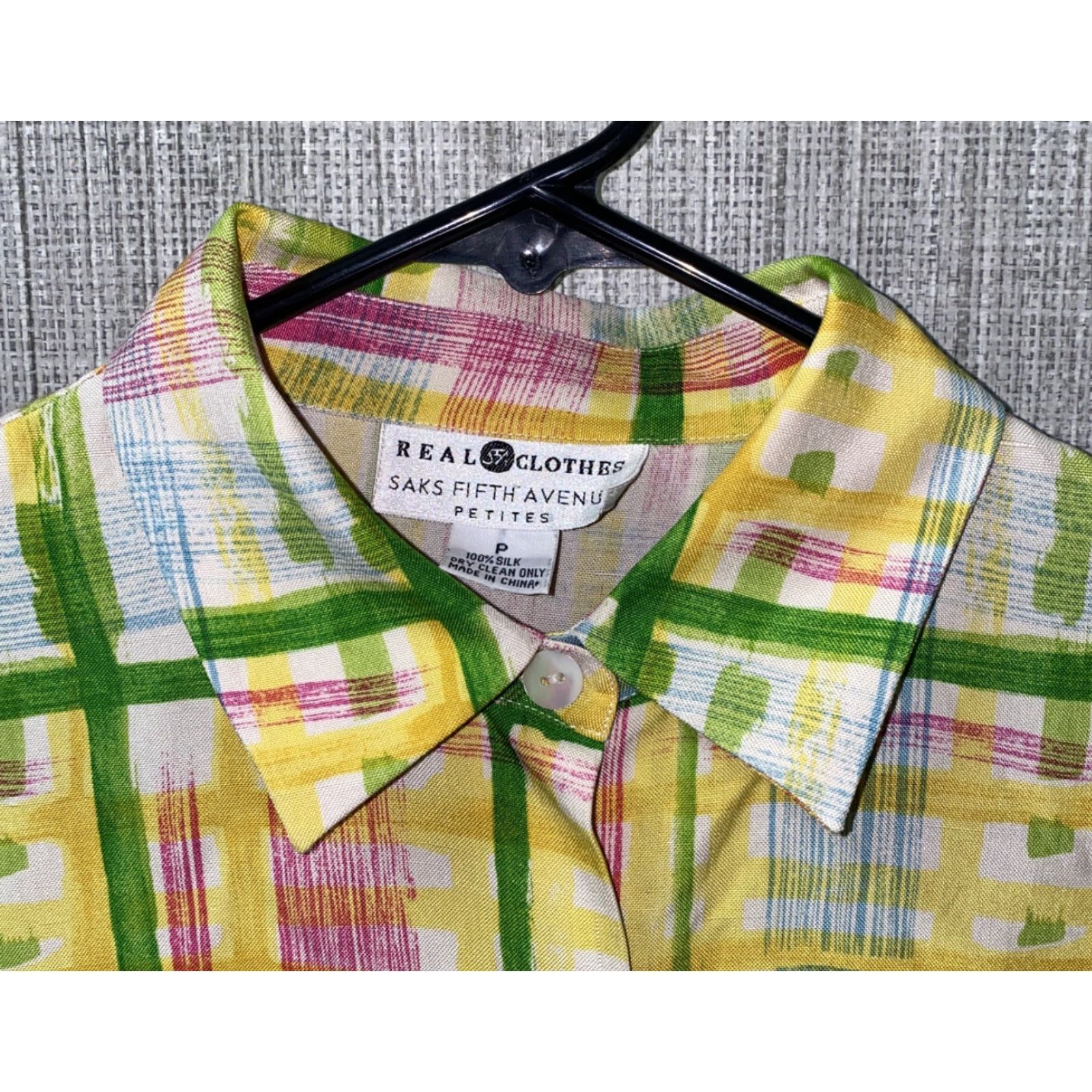 Saks Fifth Avenue Saks Fifth Avenue Silk Long Sleeve Shirt P Multicolor Button Up Woman Regular Casual Checkered Size S / US 4 / IT 40 - 3 Thumbnail