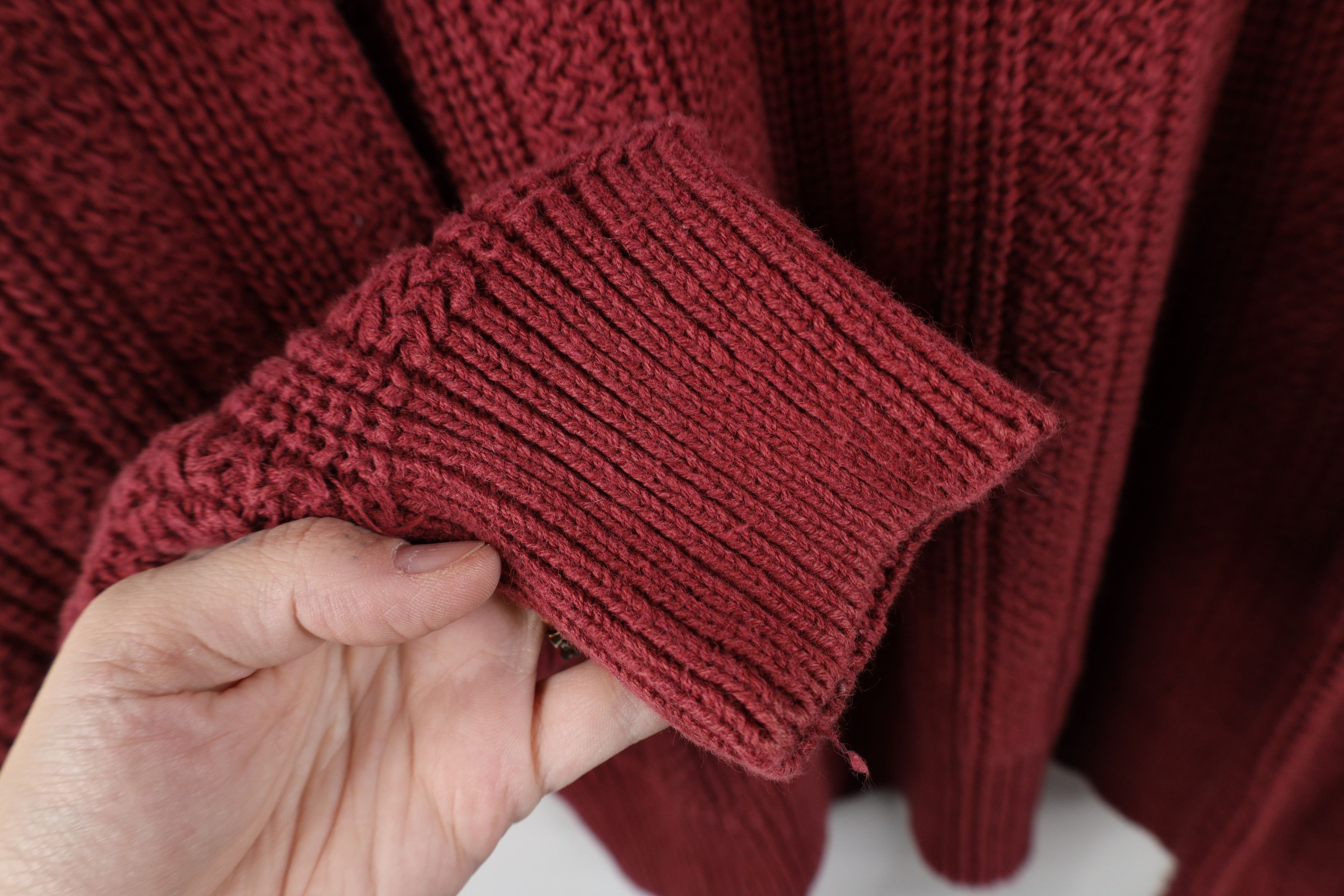 Vintage Vintage 90s Streetwear Blank Chunky Ribbed Knit Sweater Red Size US XXL / EU 58 / 5 - 4 Thumbnail