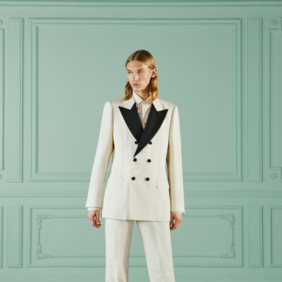 Gucci o1s1wg110225 Wool Mohair Formal Jacket in Light Beige Size US L / EU 52-54 / 3 - 3 Thumbnail