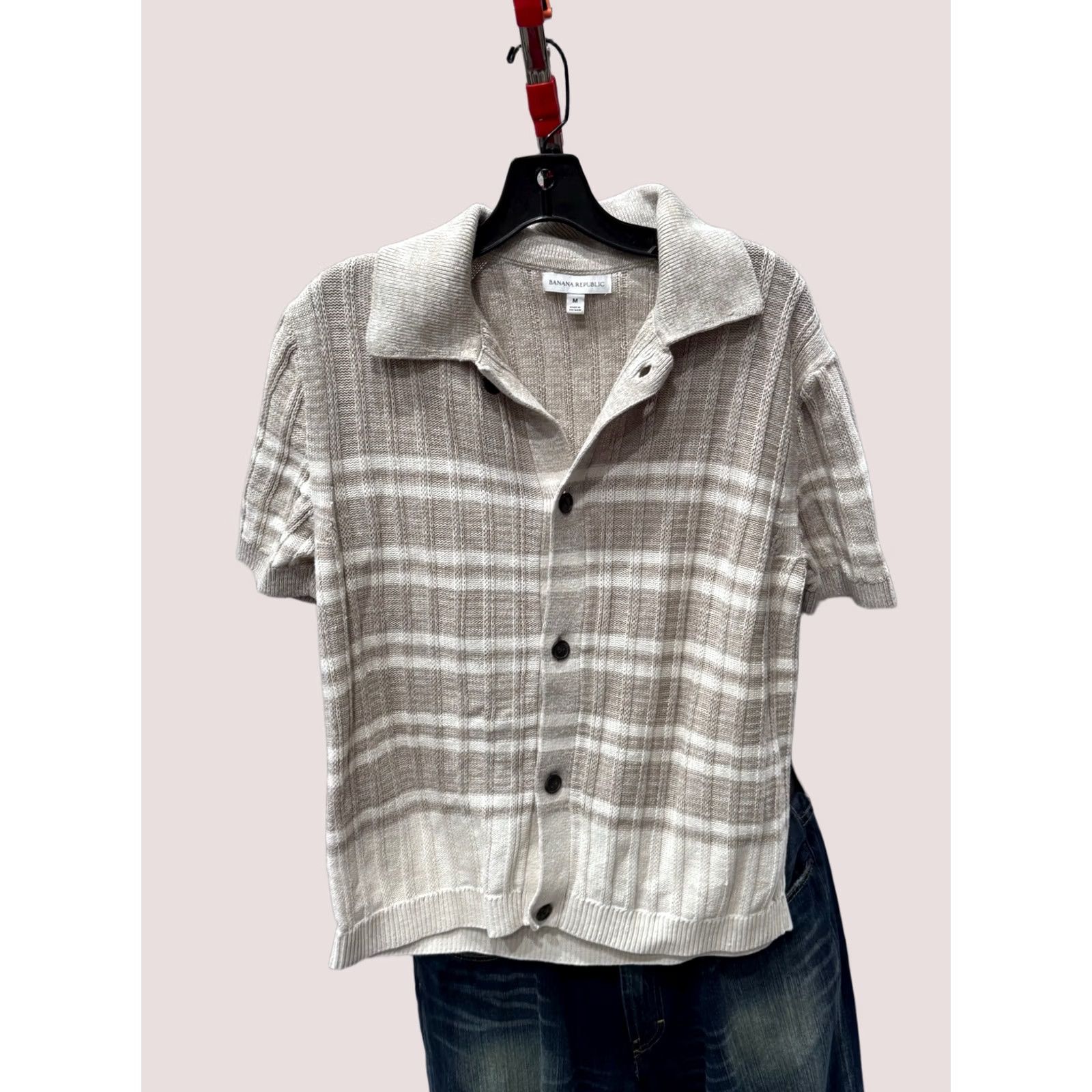 Banana Republic Banana Republic Shirt Men Medium M Woven Plaid Short Sleeve Button Up Multicolor Responsive Comfort Size US M / EU 48-50 / 2 - 1 Thumbnail