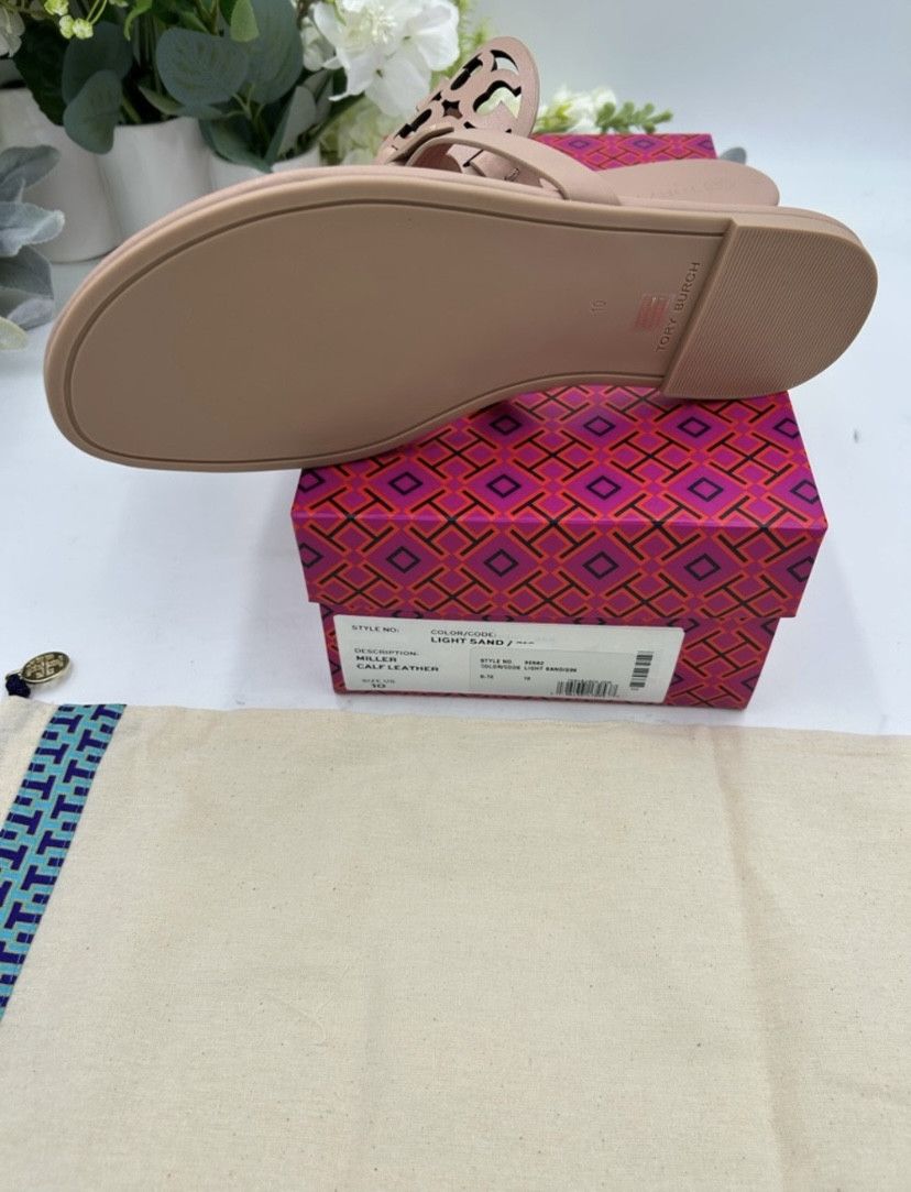 Tory Burch TORY BURCH MILLER calf leather sandals light sand size 10 Size US 10 / IT 40 - 6 Thumbnail