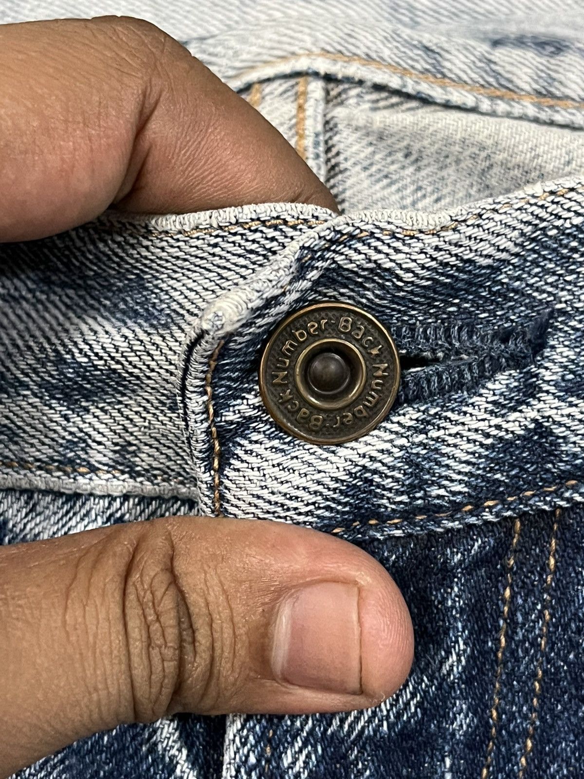 Japanese Brand × Who Decides War Vintage Back NumbeR Selvedge Japan Made Faded Denim Size US 32 / EU 48 - 9 Thumbnail