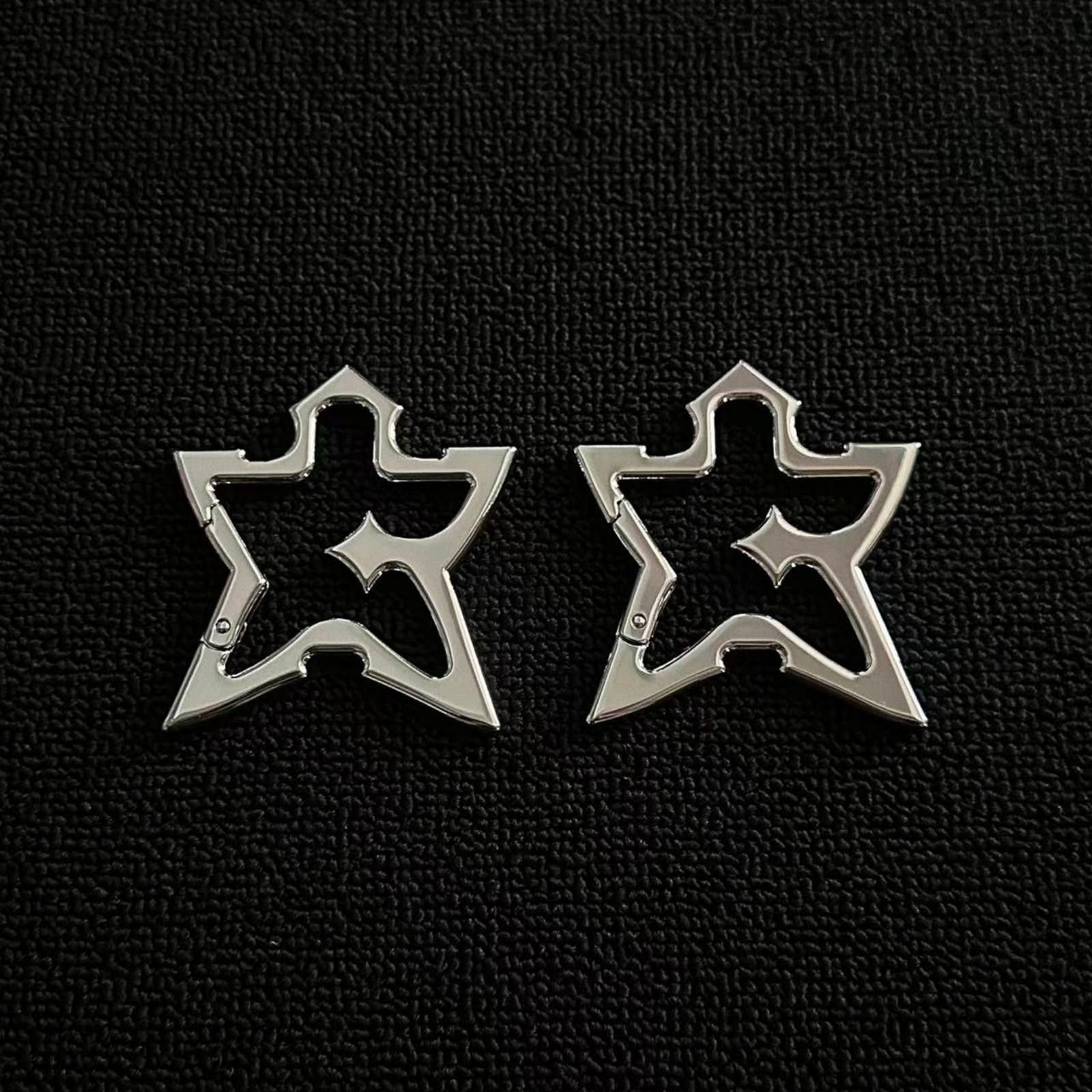 Jewelry Silver Star Shaped Metal Carabiner Keychain Accessory Size ONE SIZE - 4 Thumbnail