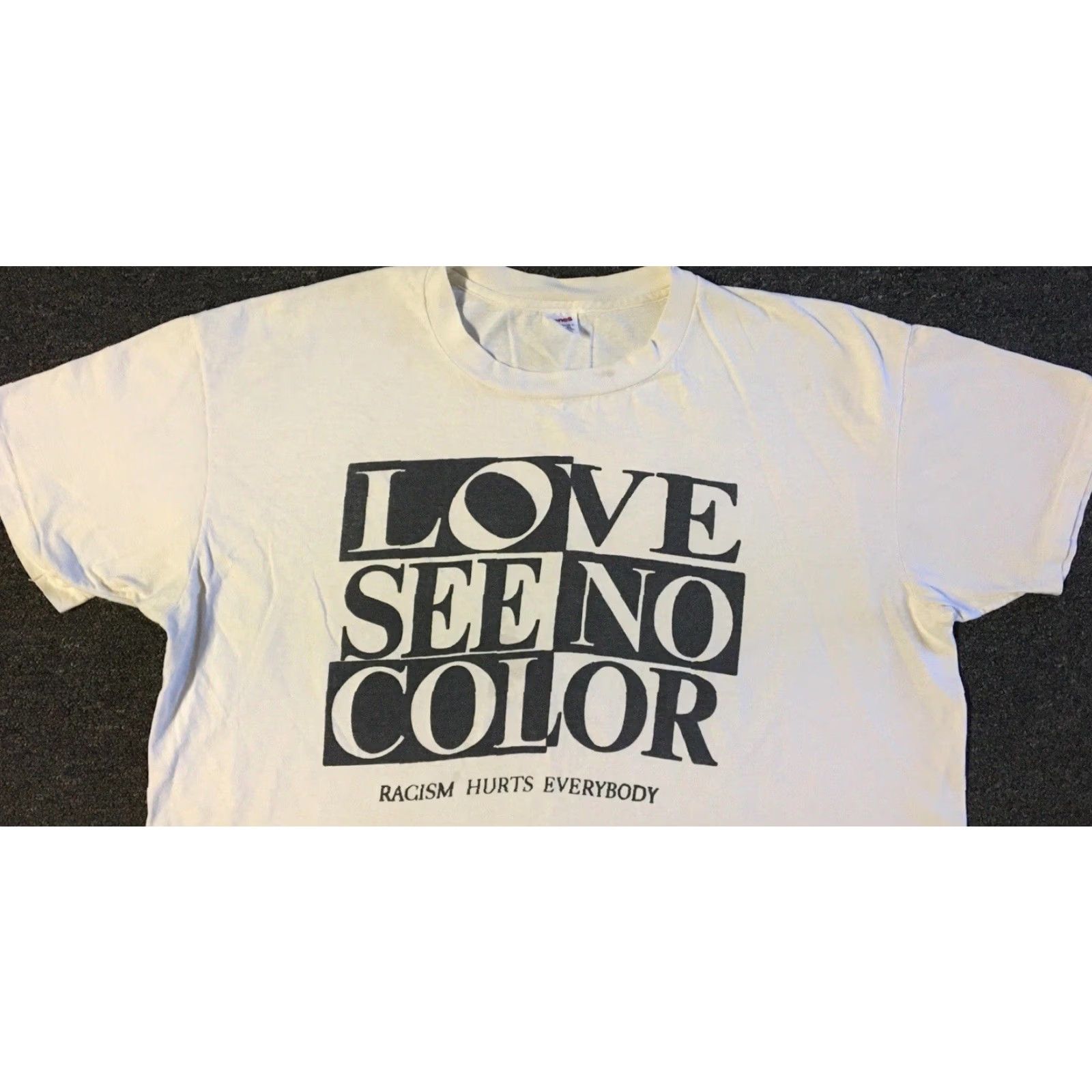 Vintage VINTAGE Racism Hurts Everyone Faded Distress Shirt XL White Nike? (Note: This is tricky) Size US XL / EU 56 / 4 - 7 Thumbnail