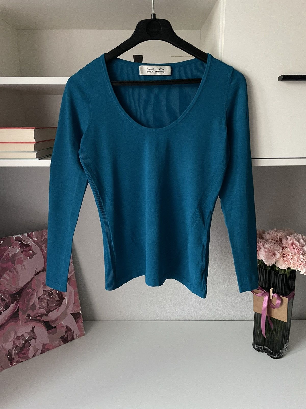 Diane von Furstenberg Diane Von Furstenberg Ribbed Knit Top Long Sleeve Avant Gard Size S / US 4 / IT 40 - 1 Thumbnail